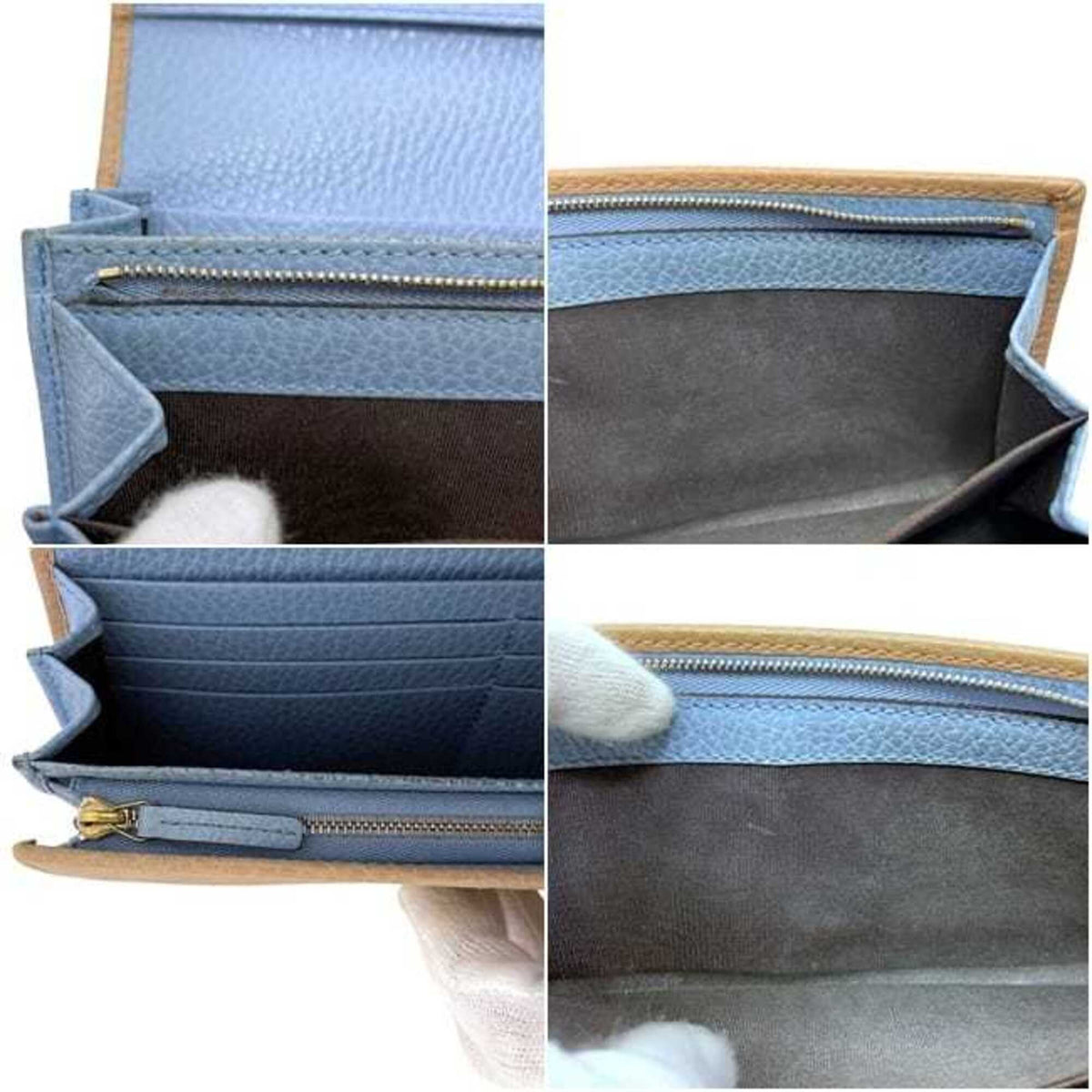 Gucci Beige Leather Long Wallet (Bi-Fold) (Pre-Owned)