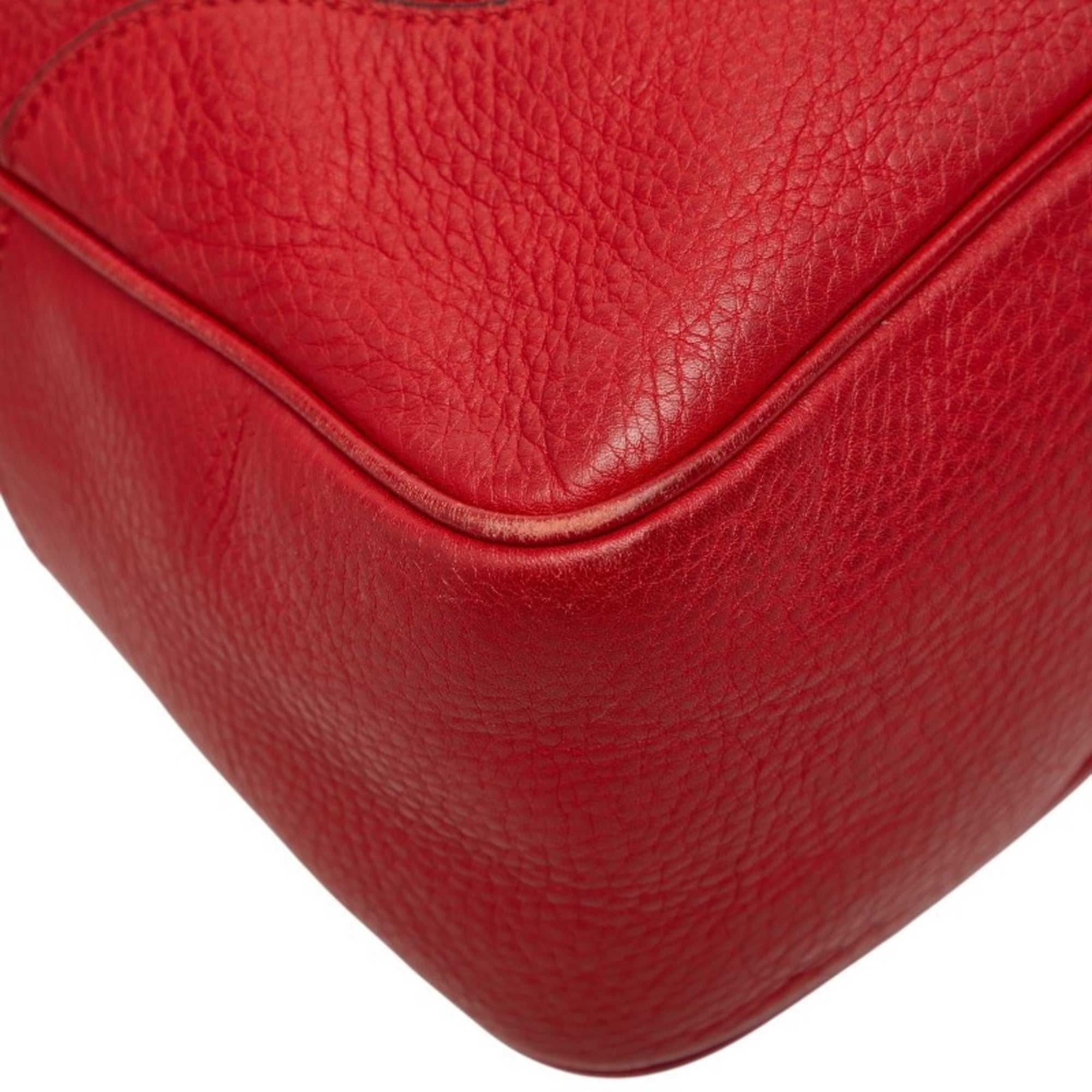 Gucci Bamboo Red Color Leather Handbag Shoulder Bag (Pre-Owned)