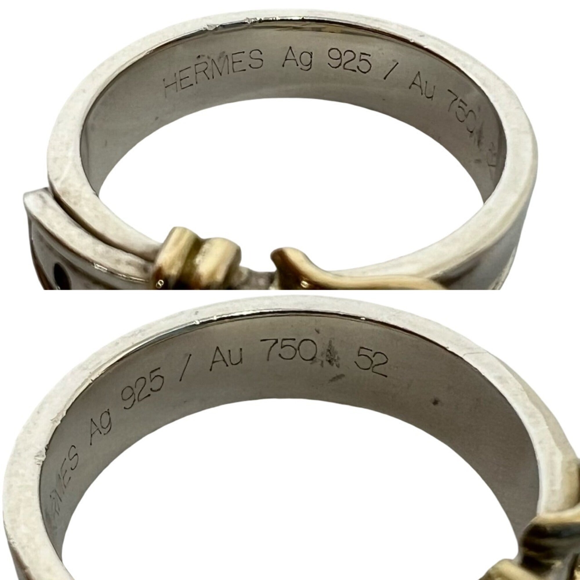 Hermes Gold Silver Yellow Gold (18K) Silver 925 Band Ring (Pre-Owned)