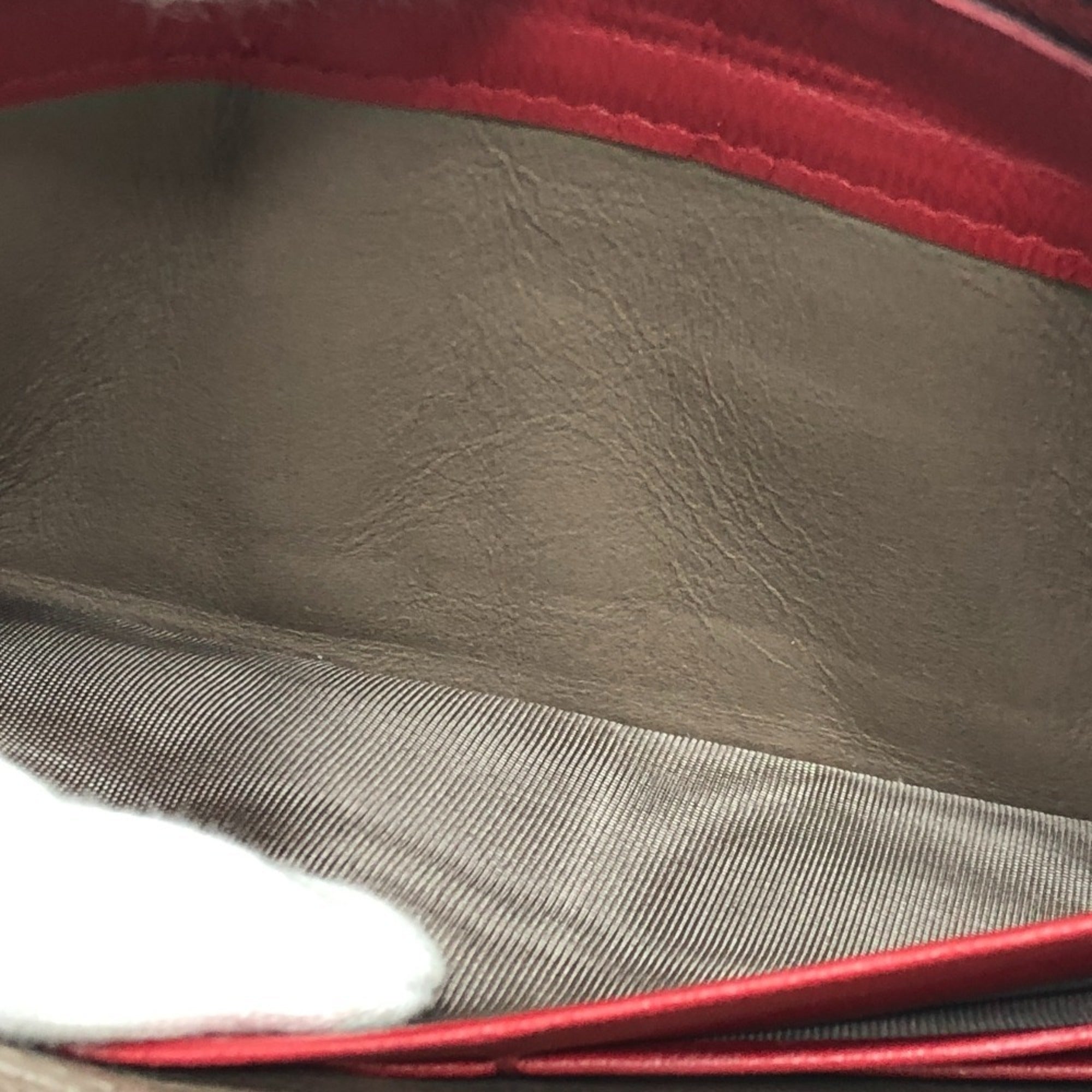 Bottega Veneta Intrecciato Red Color Leather Canvas Long Wallet (Bi-Fold) (Pre-Owned)