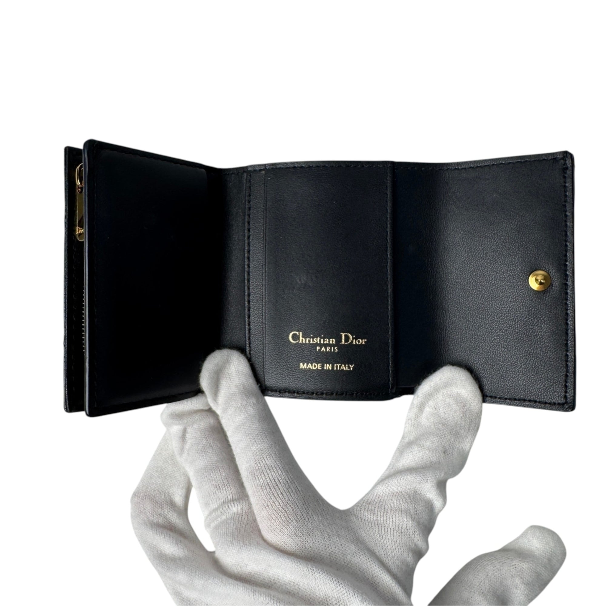 Christian Dior Black Leather Wallet (Tri-Fold) (Pre-Owned)