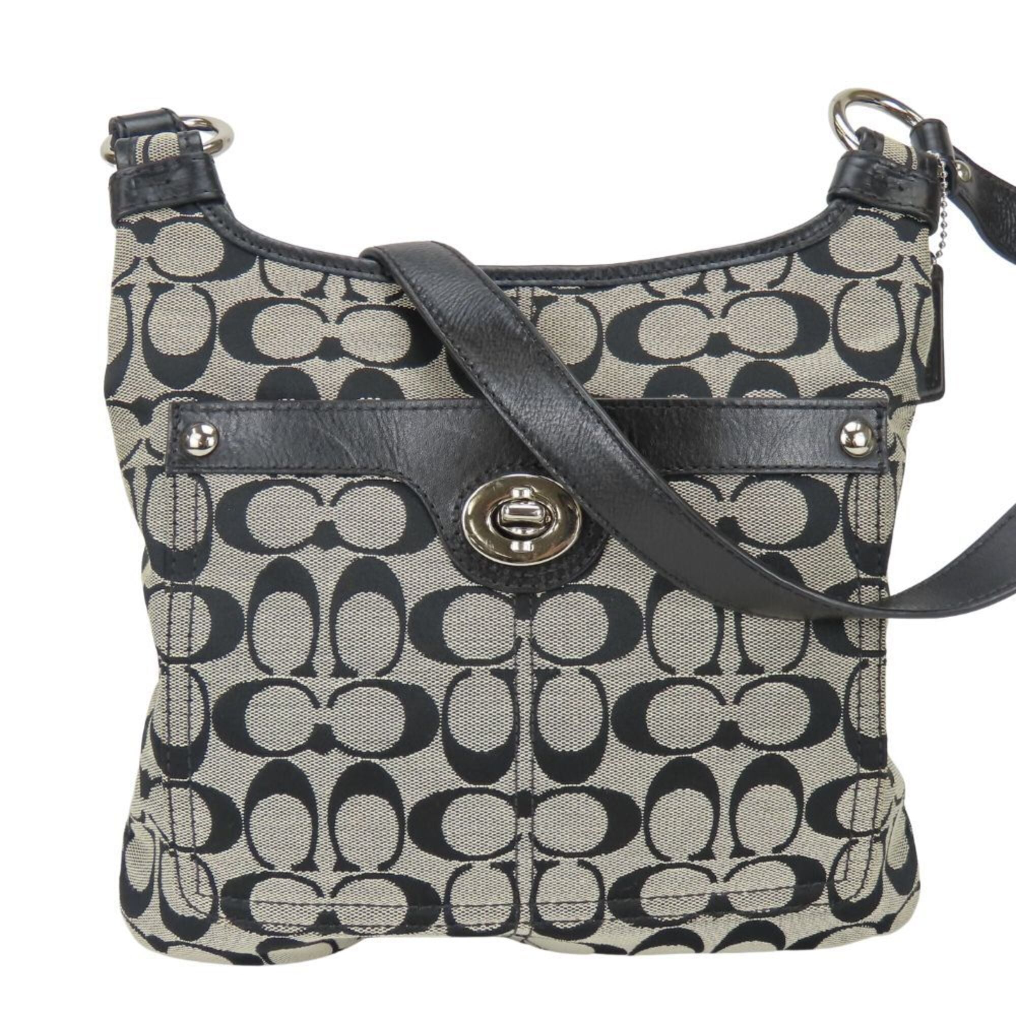 Coach Black Gray Signature Line Shoulder Bag (Pre-Owned)