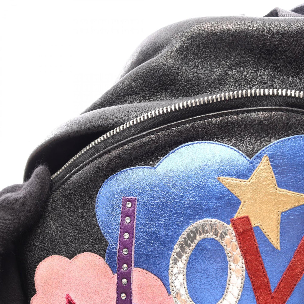 Yves Saint Laurent Black Multi-Color Leather Canvas Backpack (Pre-Owned)