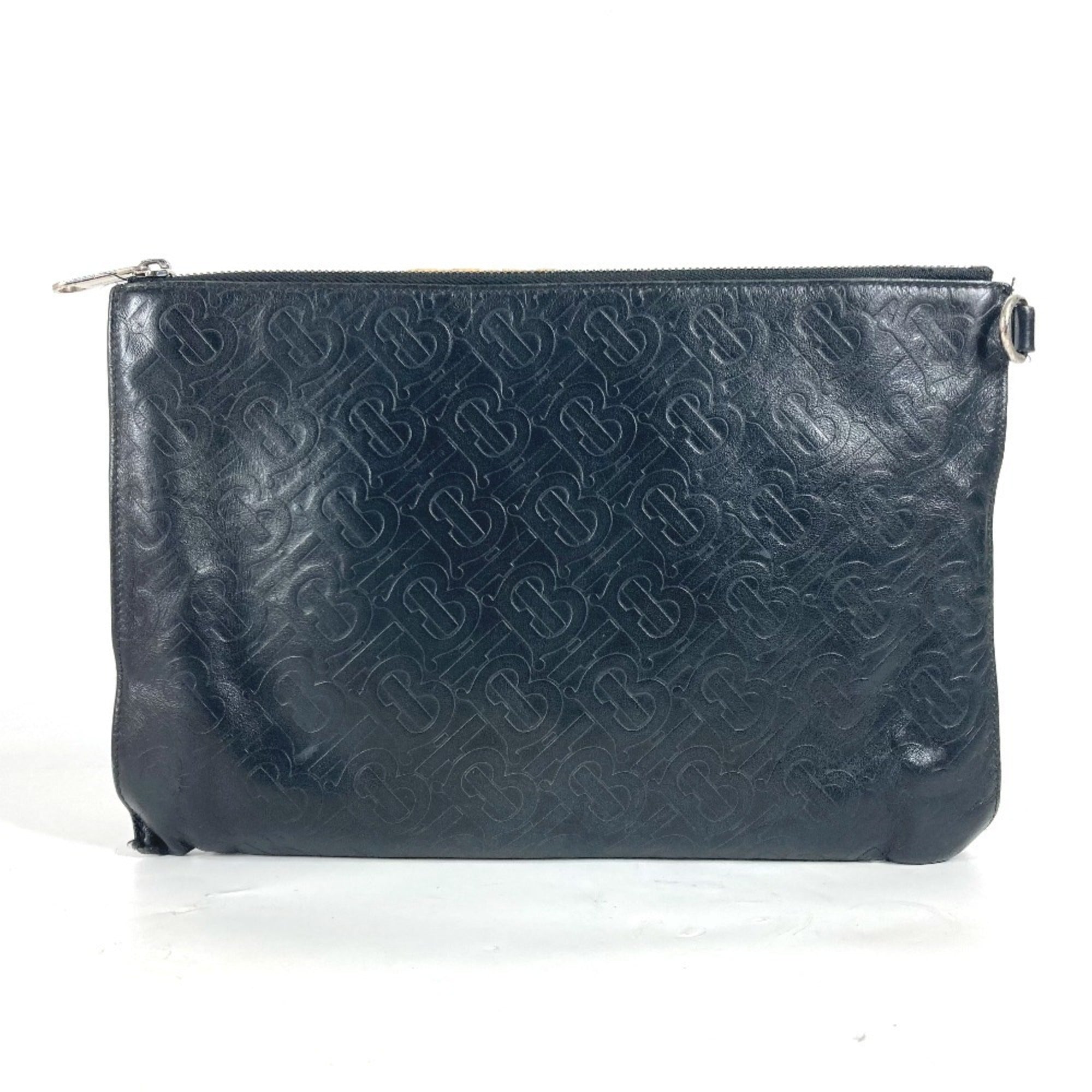 Burberry Black Leather Clutch Bag Pouch (Pre-Owned)