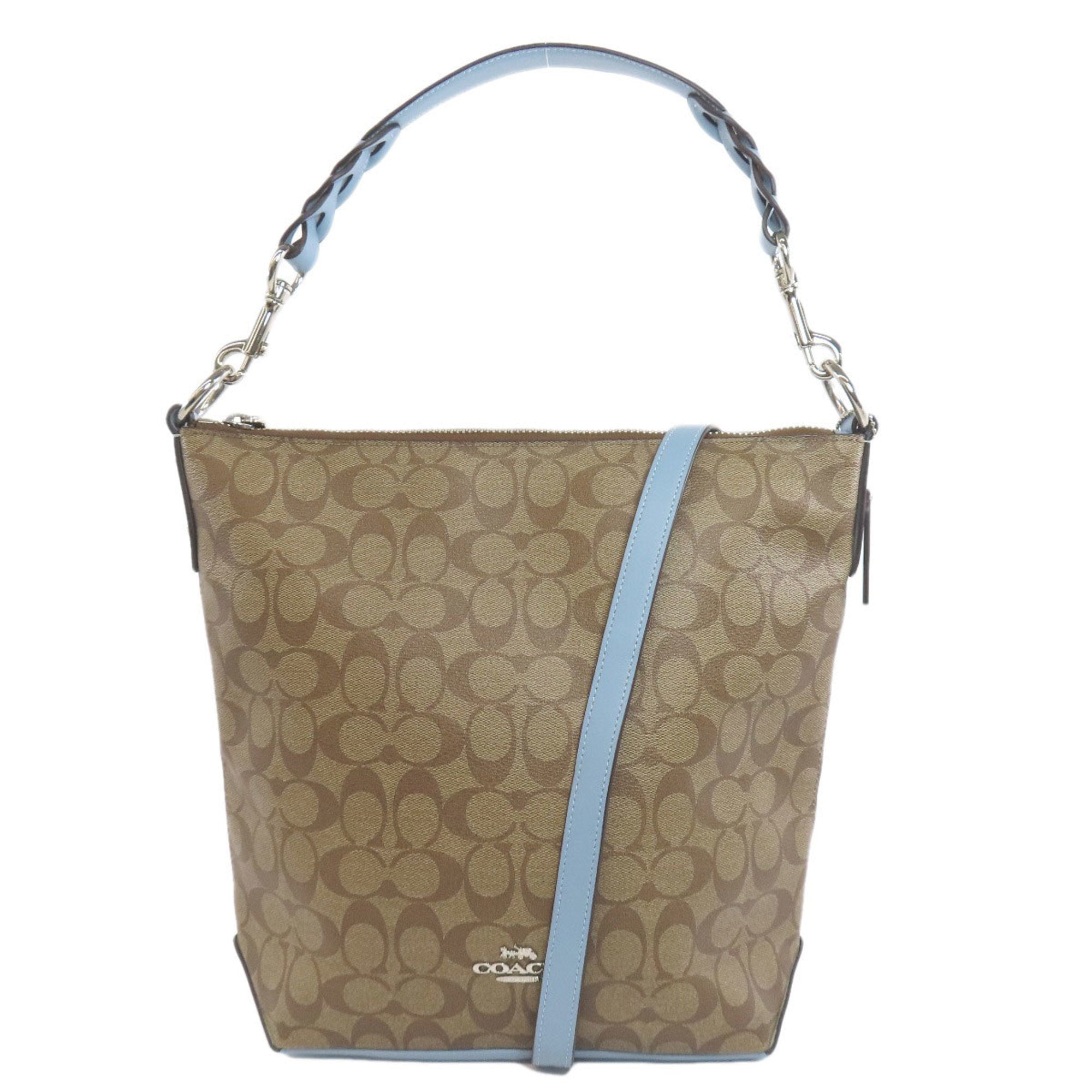 Coach Brown Light Blue Pvc Shoulder Bag (Pre-Owned)