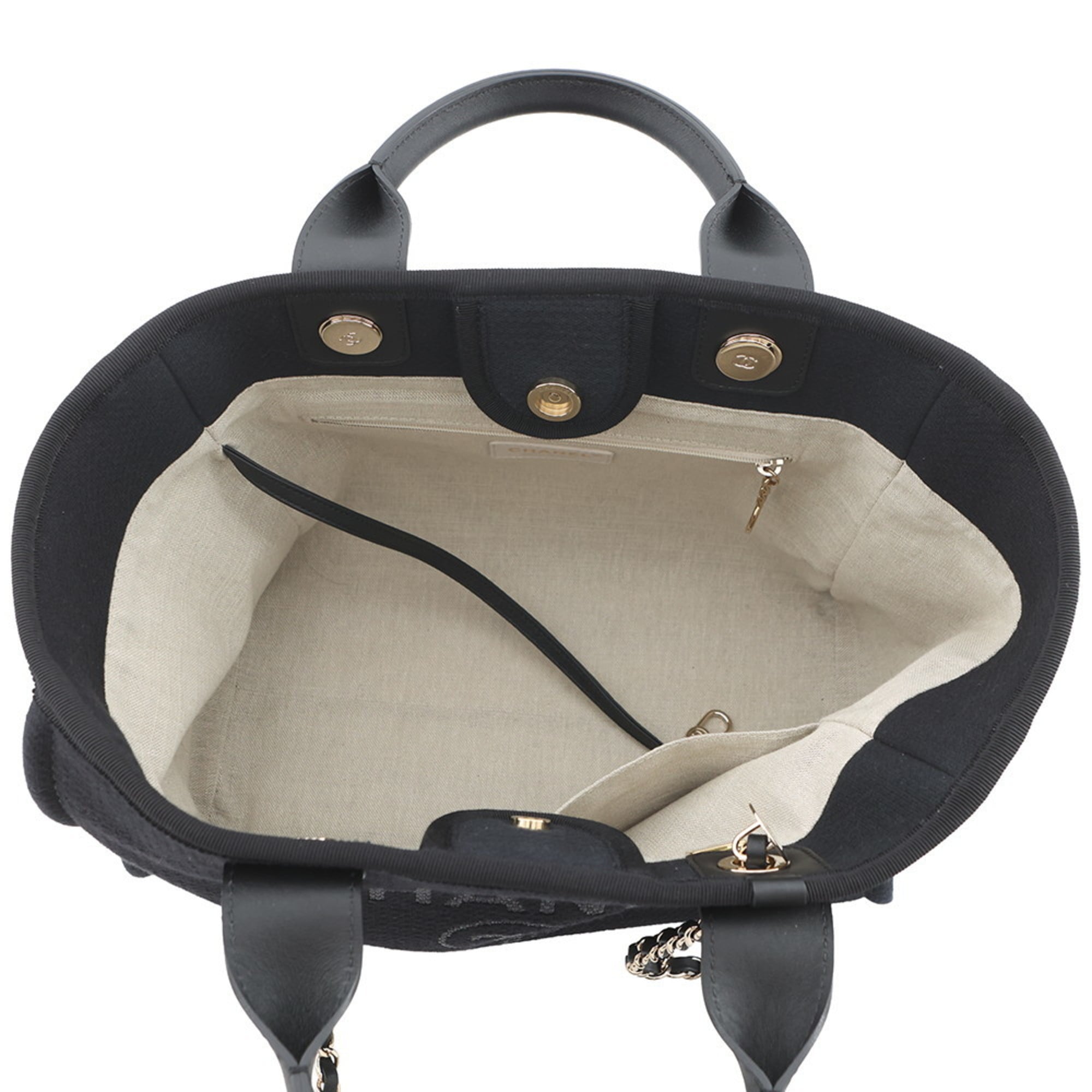 Chanel Black Canvas Handbag Tote Bag (Pre-Owned)