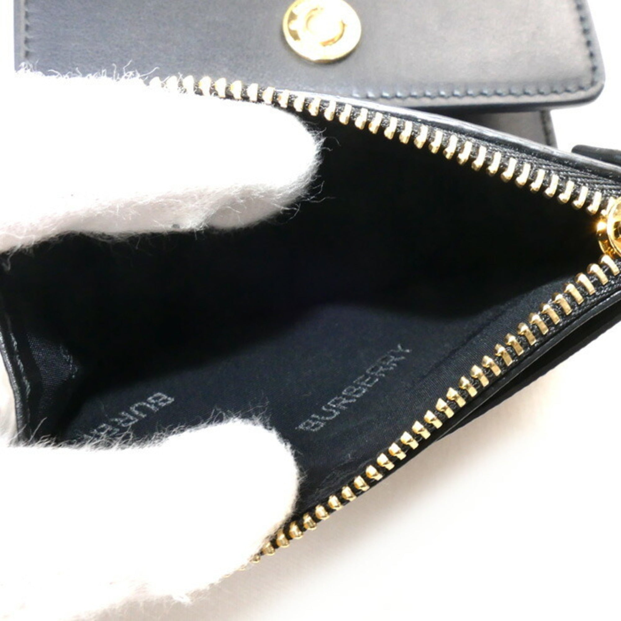 Burberry Beige Black Cotton Leather Elastane Wallet (Tri-Fold) (Pre-Owned)