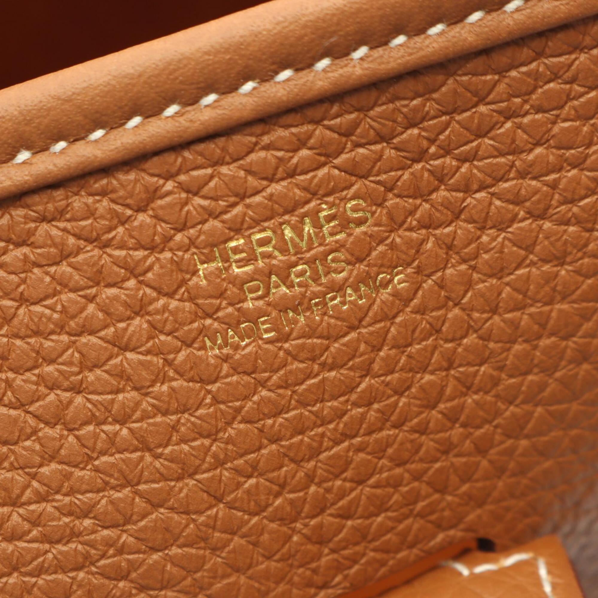 Hermes Brown Gold Brown Taurillon Clemence Leather Handbag Shoulder Bag (Pre-Owned)