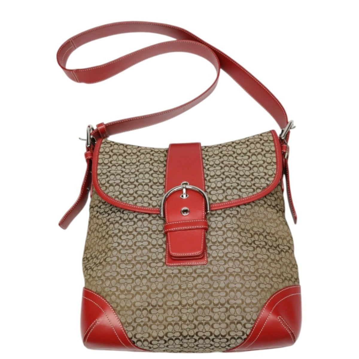 Coach Brown Red Color Canvas Shoulder Bag (Pre-Owned)