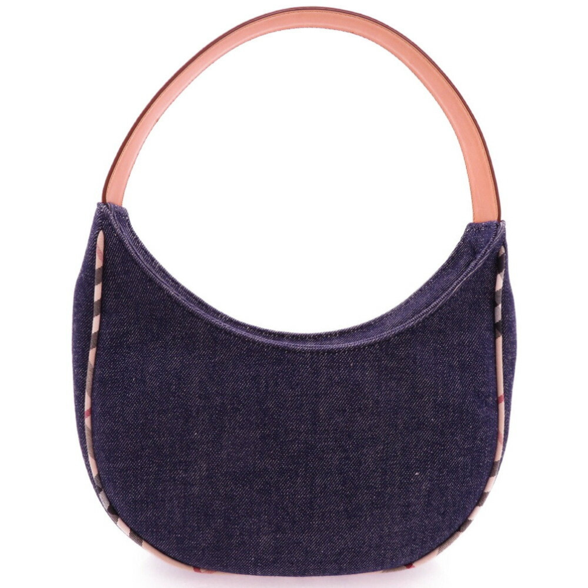 Burberry Beige Navy Denim Leather Shoulder Bag (Pre-Owned)