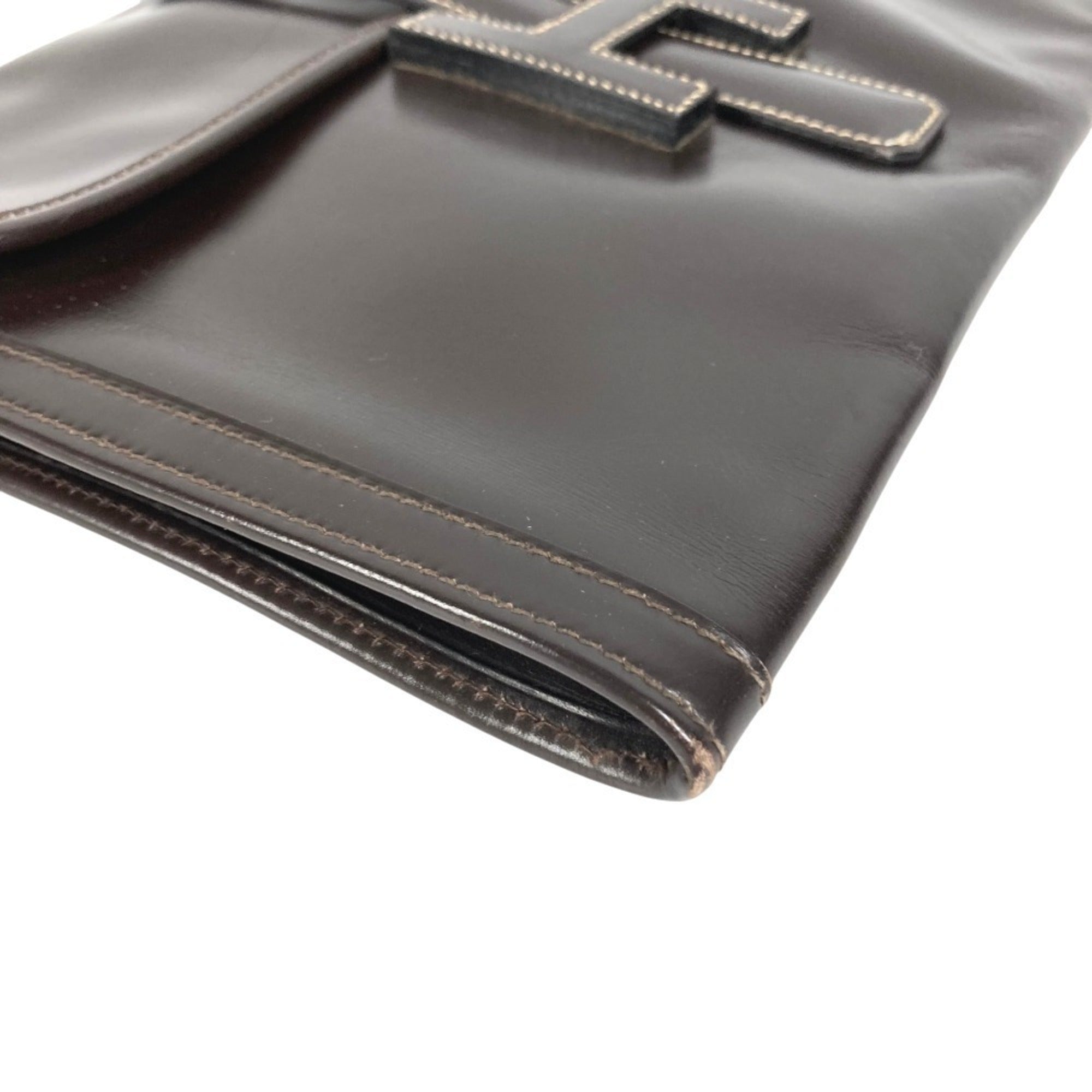 Hermes Dark Brown Leather Clutch Bag (Pre-Owned)