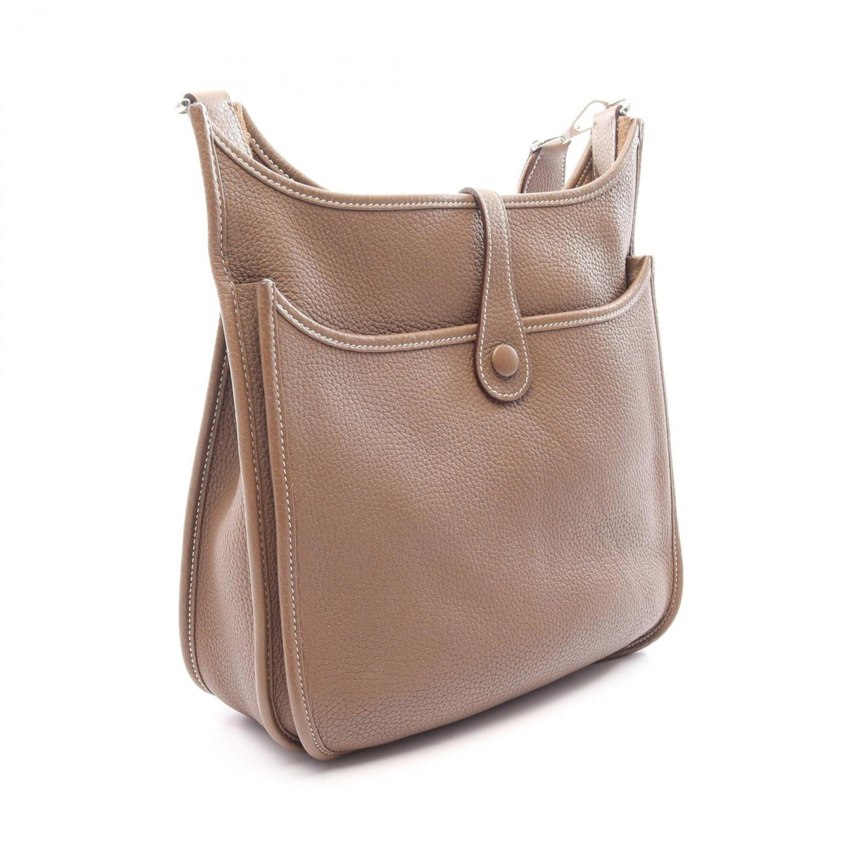 Hermes Etoupe Gray Gray Taurillon Clemence Leather Shoulder Bag (Pre-Owned)