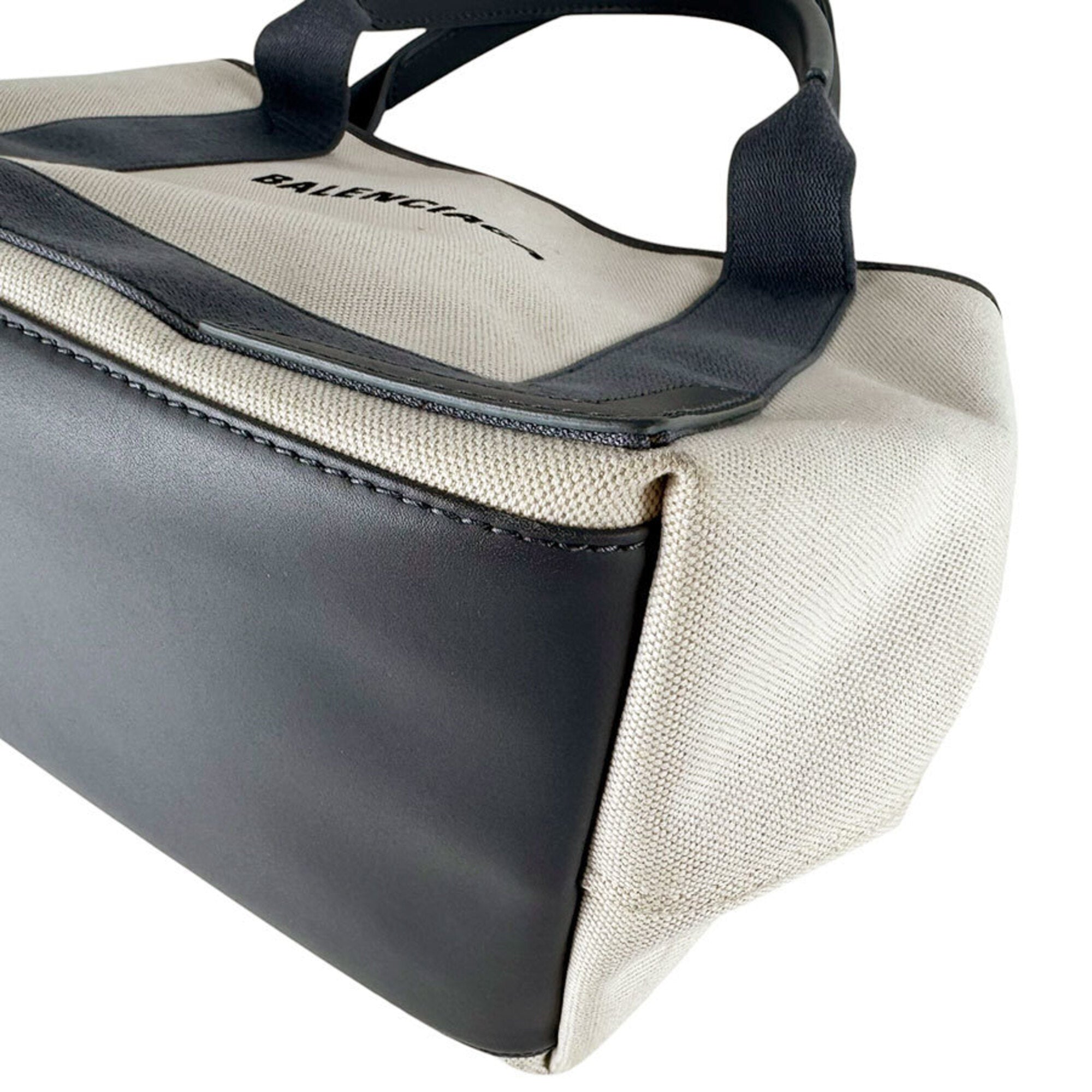 Balenciaga Gray Ivory Canvas Leather Handbag (Pre-Owned)
