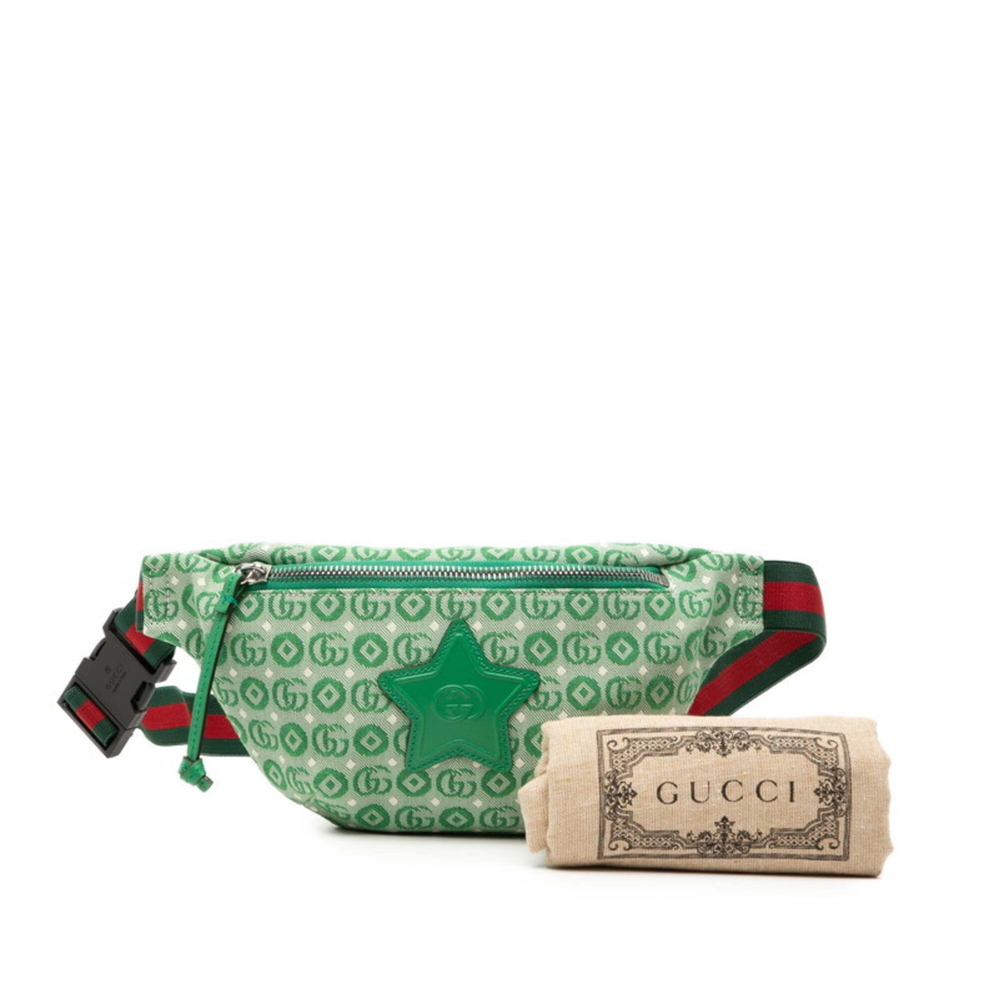 Gucci Green Multi-Color Canvas Sling Bag (Pre-Owned)