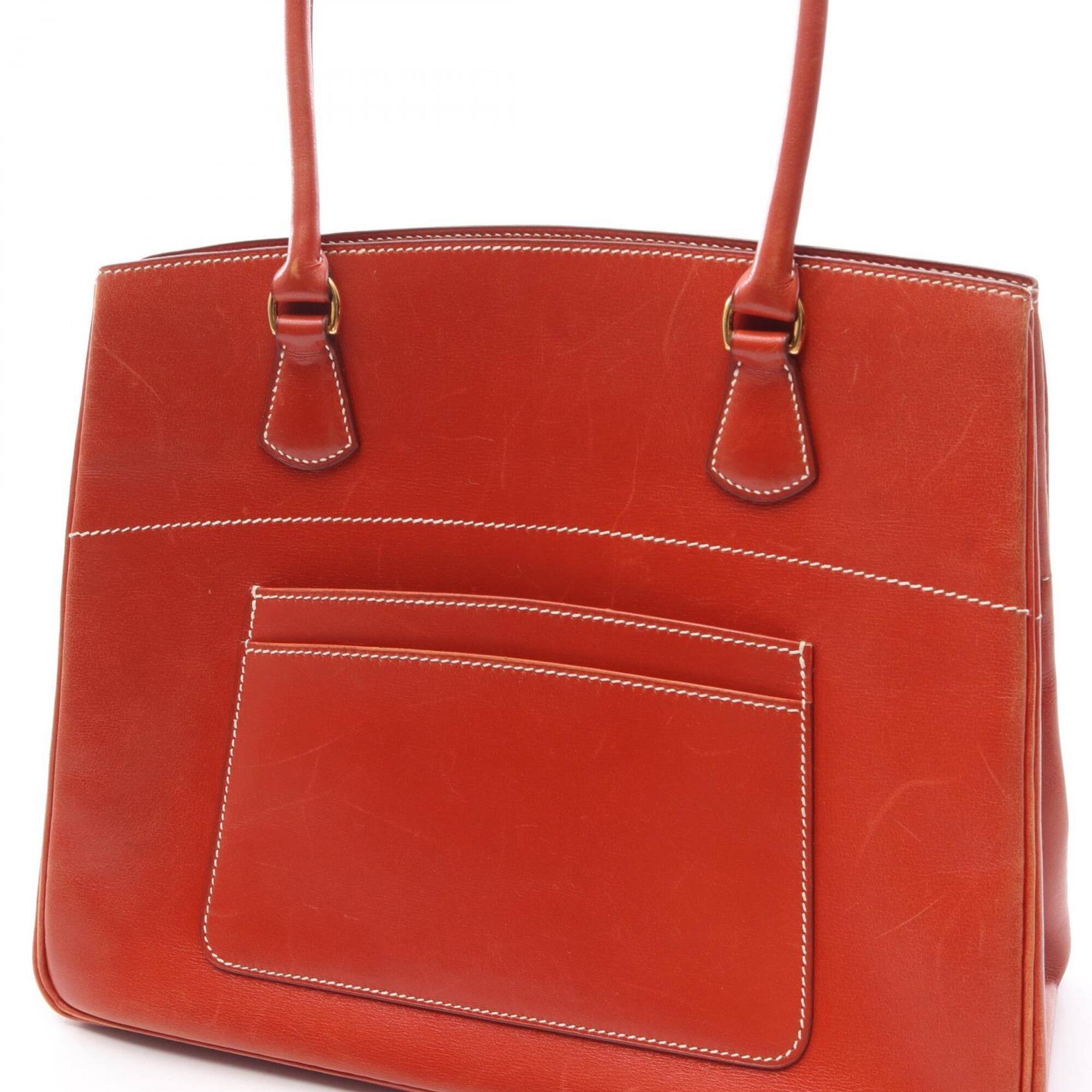Hermes Brown Box Calf Leather Handbag Tote Bag (Pre-Owned)