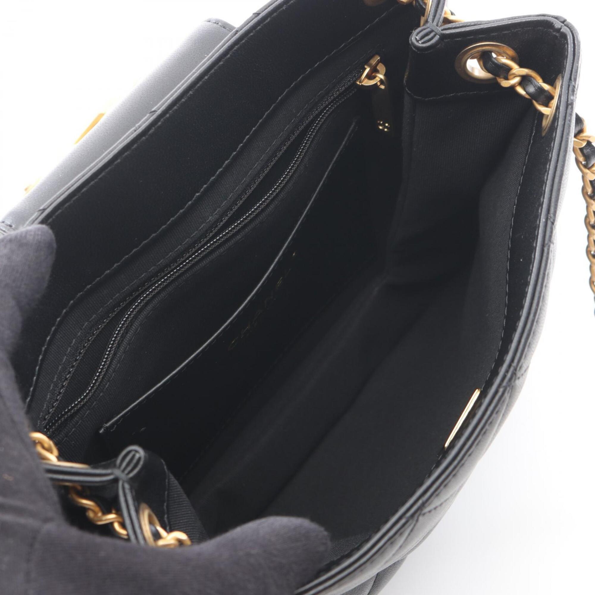 Chanel Matelasse Black Leather Handbag Shoulder Bag (Pre-Owned)