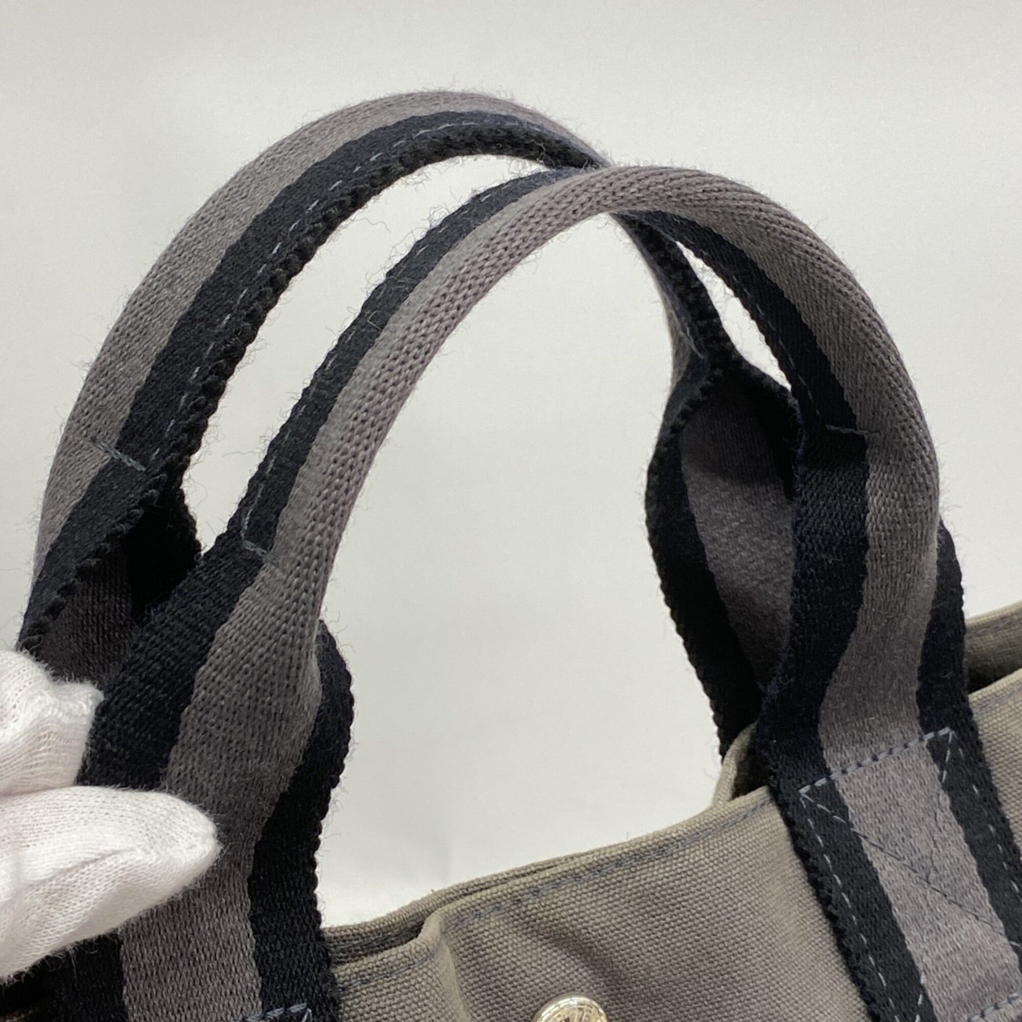 Hermes Gray Canvas Tote Bag (Pre-Owned)