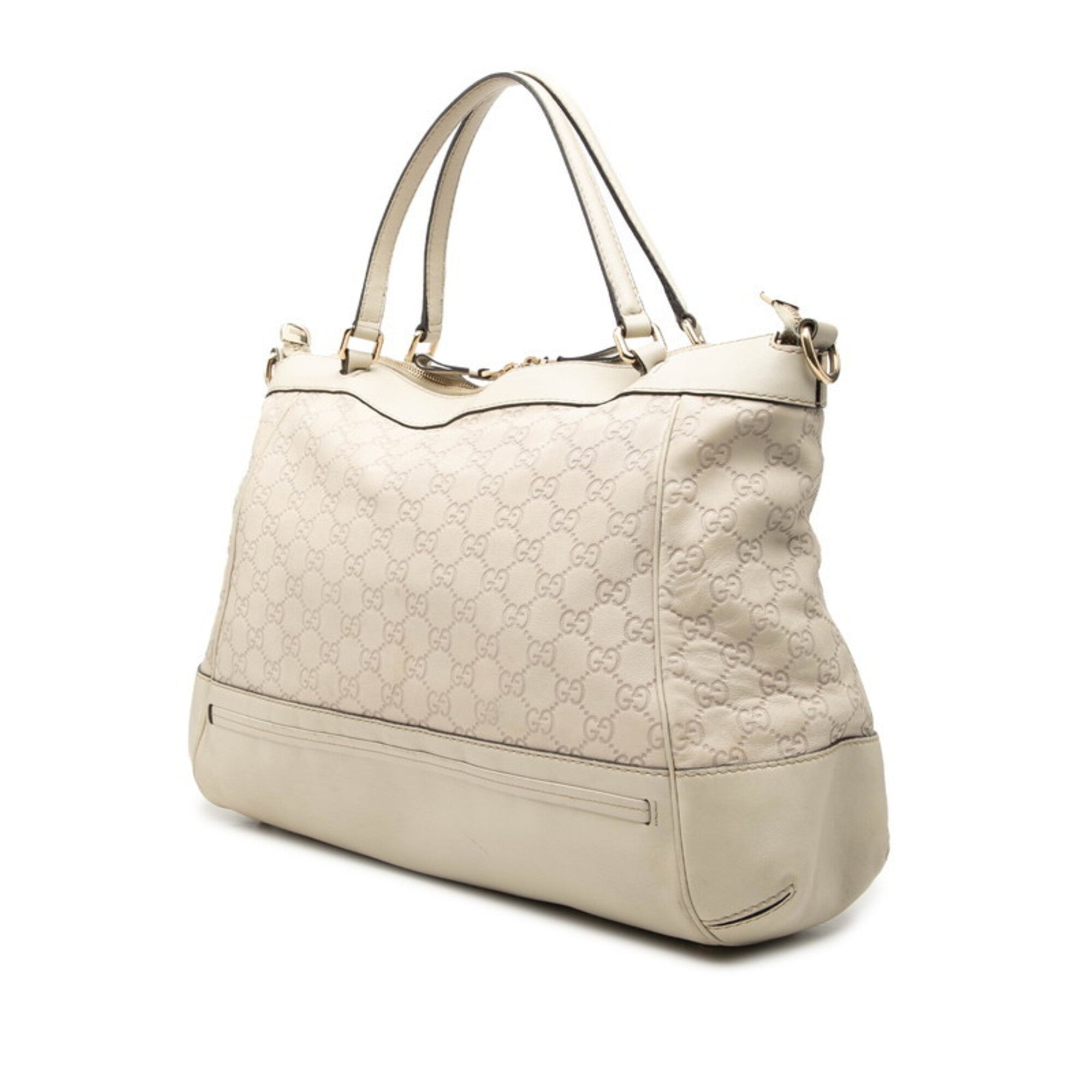 Gucci Beige Leather Shoulder Bag Tote Bag (Pre-Owned)