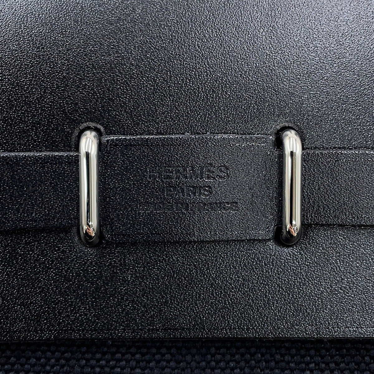Hermes Black Toile H Leather Shoulder Bag