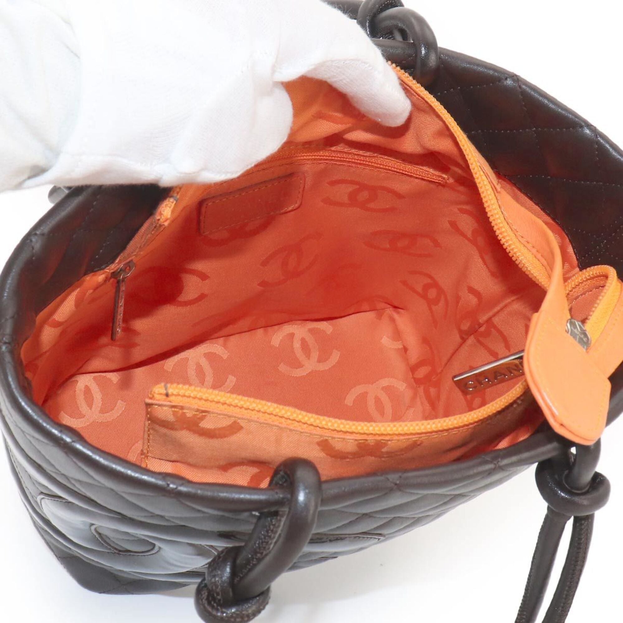 Chanel Brown Leather Handbag Tote Bag (Pre-Owned)
