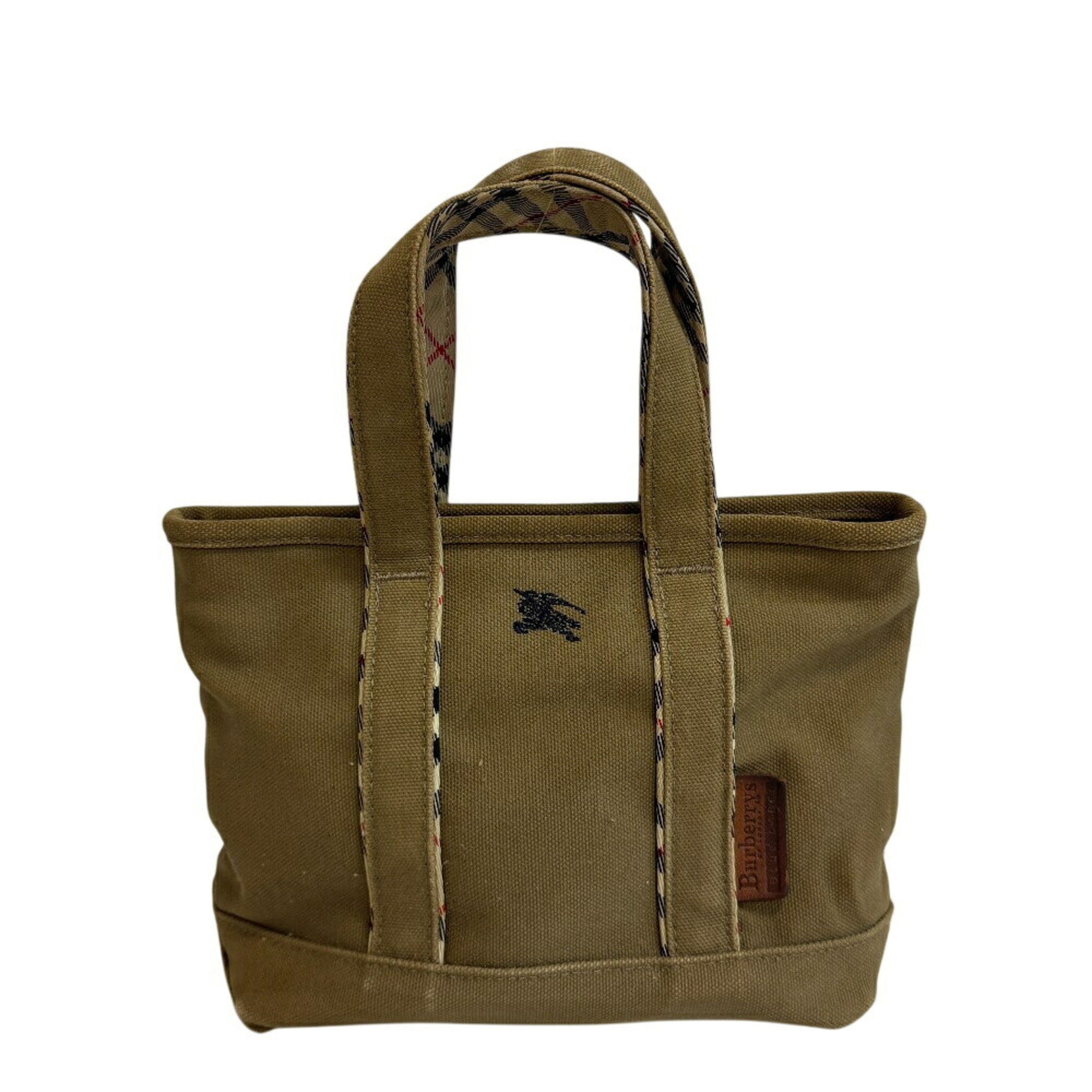Burberry Green Khaki Canvas Handbag Tote Bag (Pre-Owned)