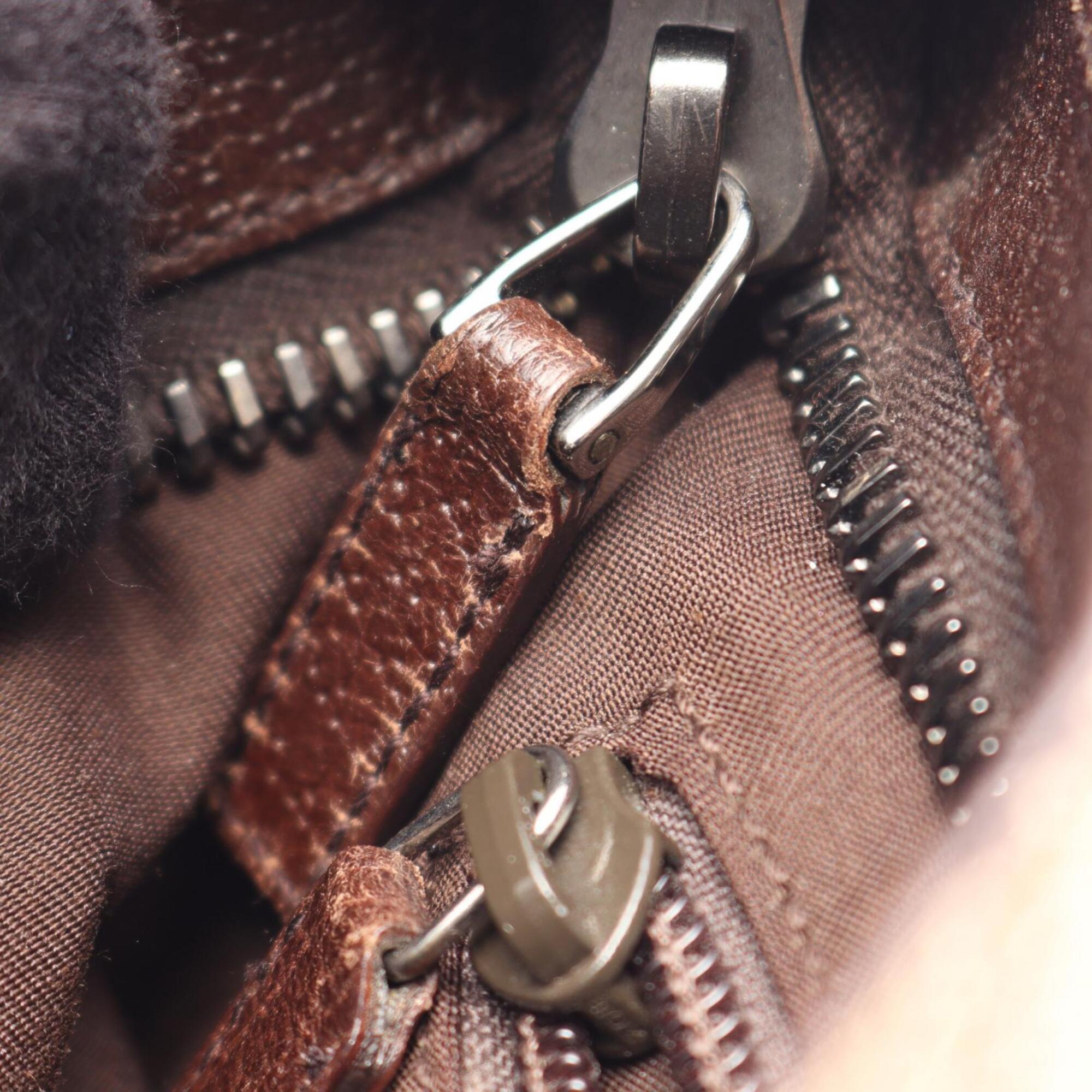 Gucci Beige Brown Gg Canvas Leather Handbag Shoulder Bag (Pre-Owned)