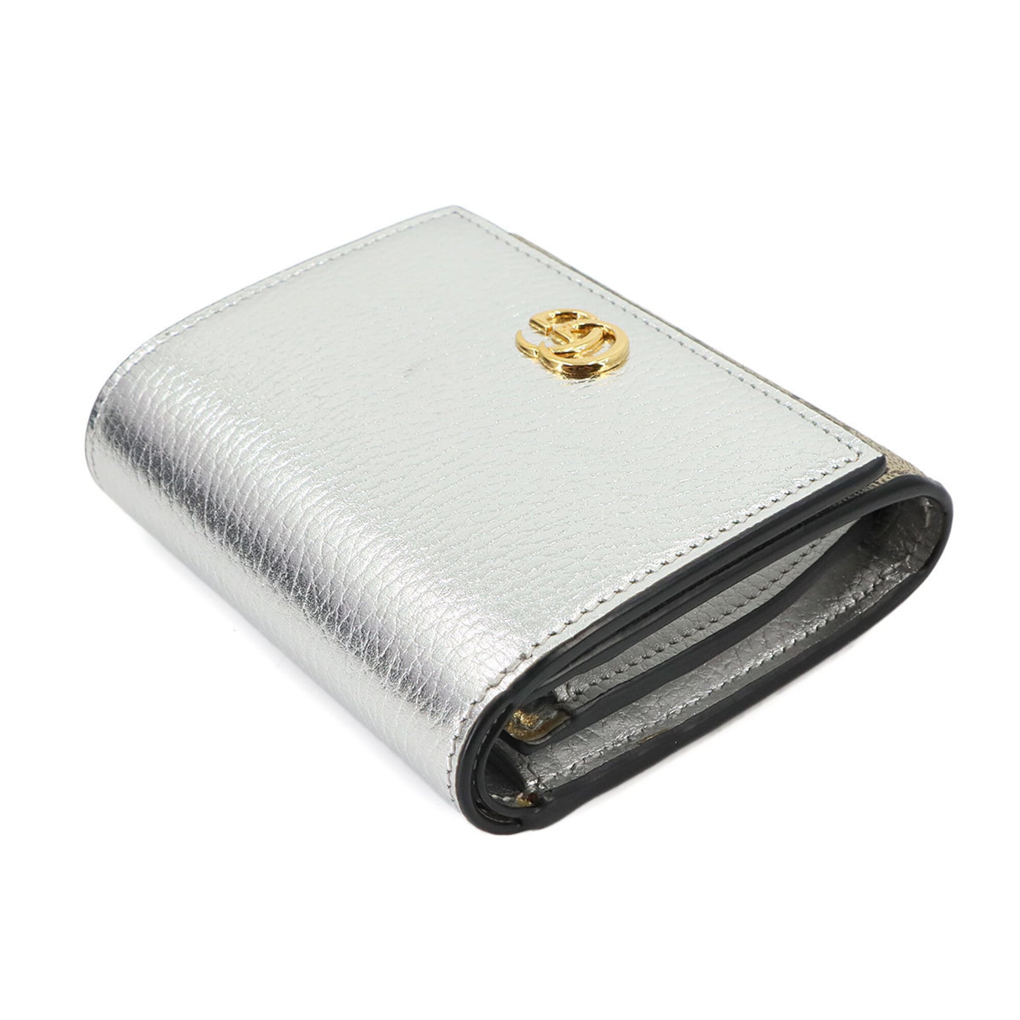 Gucci Silver Beige Canvas Leather Wallet (Bi-Fold) (Pre-Owned)