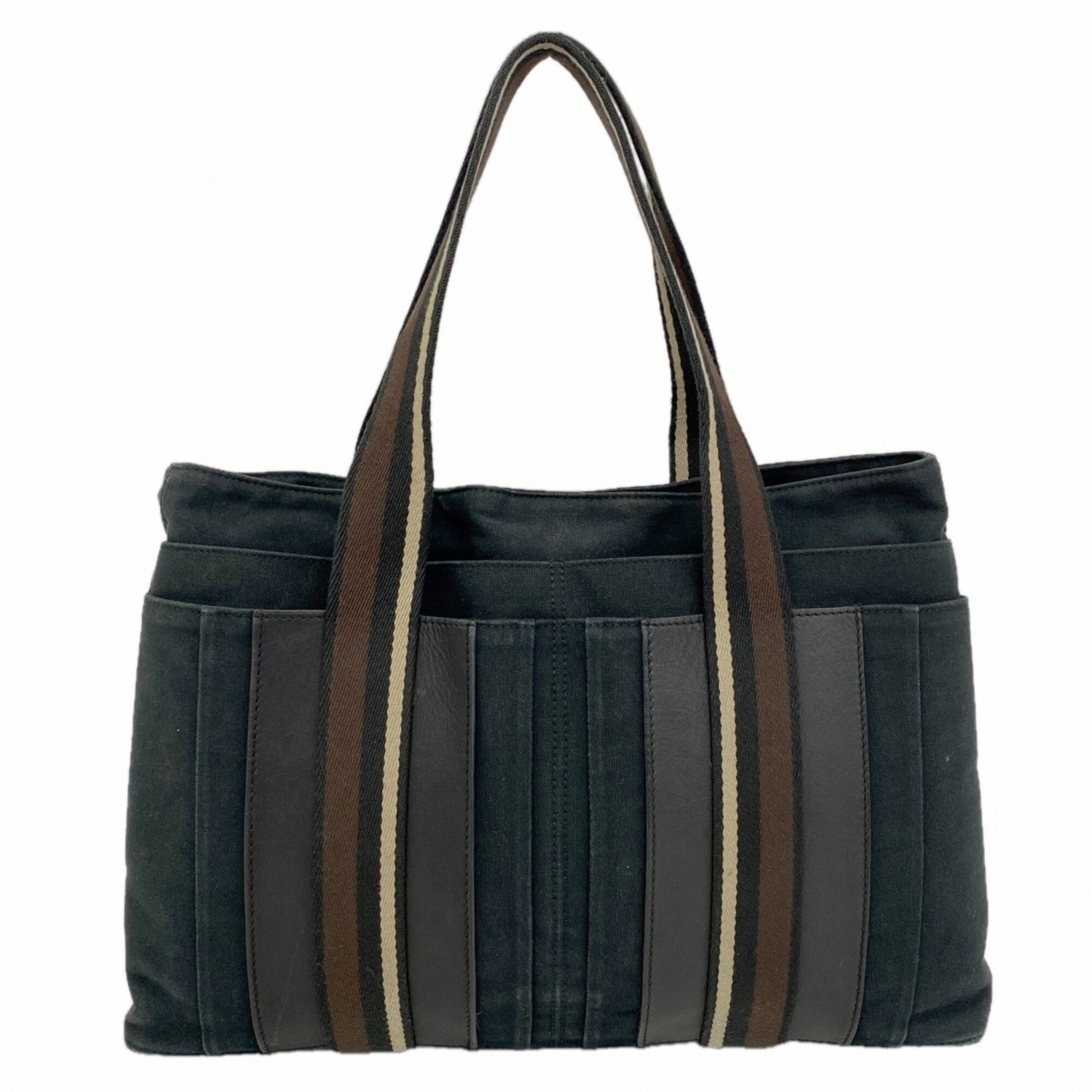 Hermes Black Brown Canvas Tote Bag (Pre-Owned)