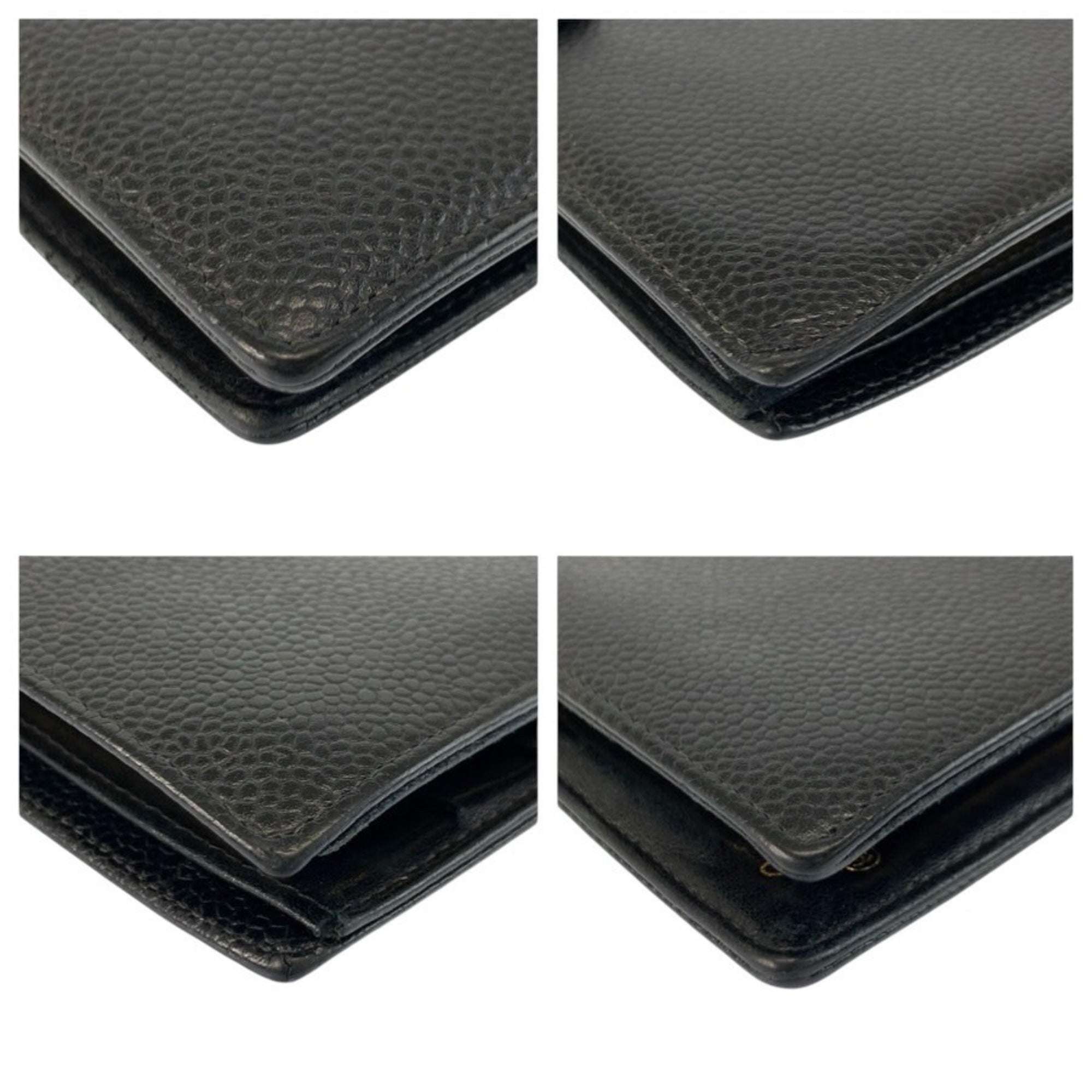 Chanel Black Leather Long Wallet (Bi-Fold) (Pre-Owned)