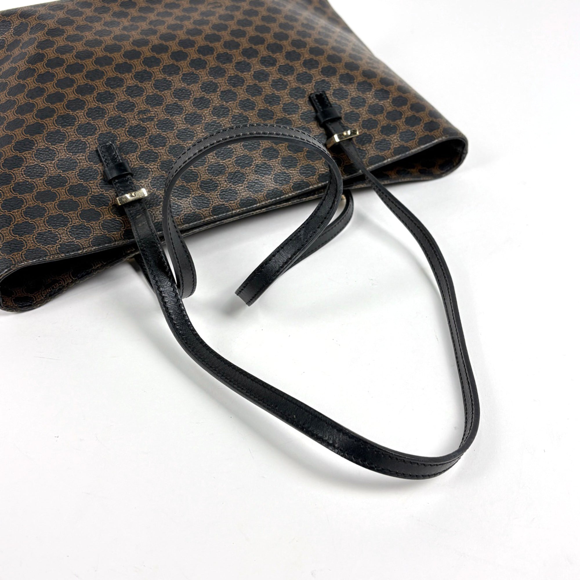 Celine Black Brown Coated Canvas Leather Tote Bag (Pre-Owned)