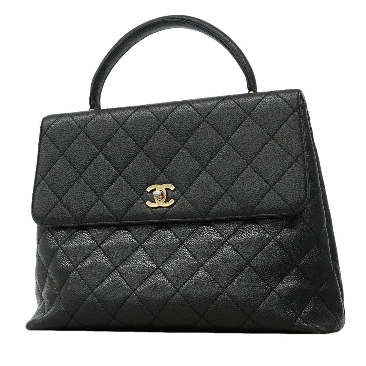 Chanel Black Grained Calfskin Handbag (Pre-Owned)