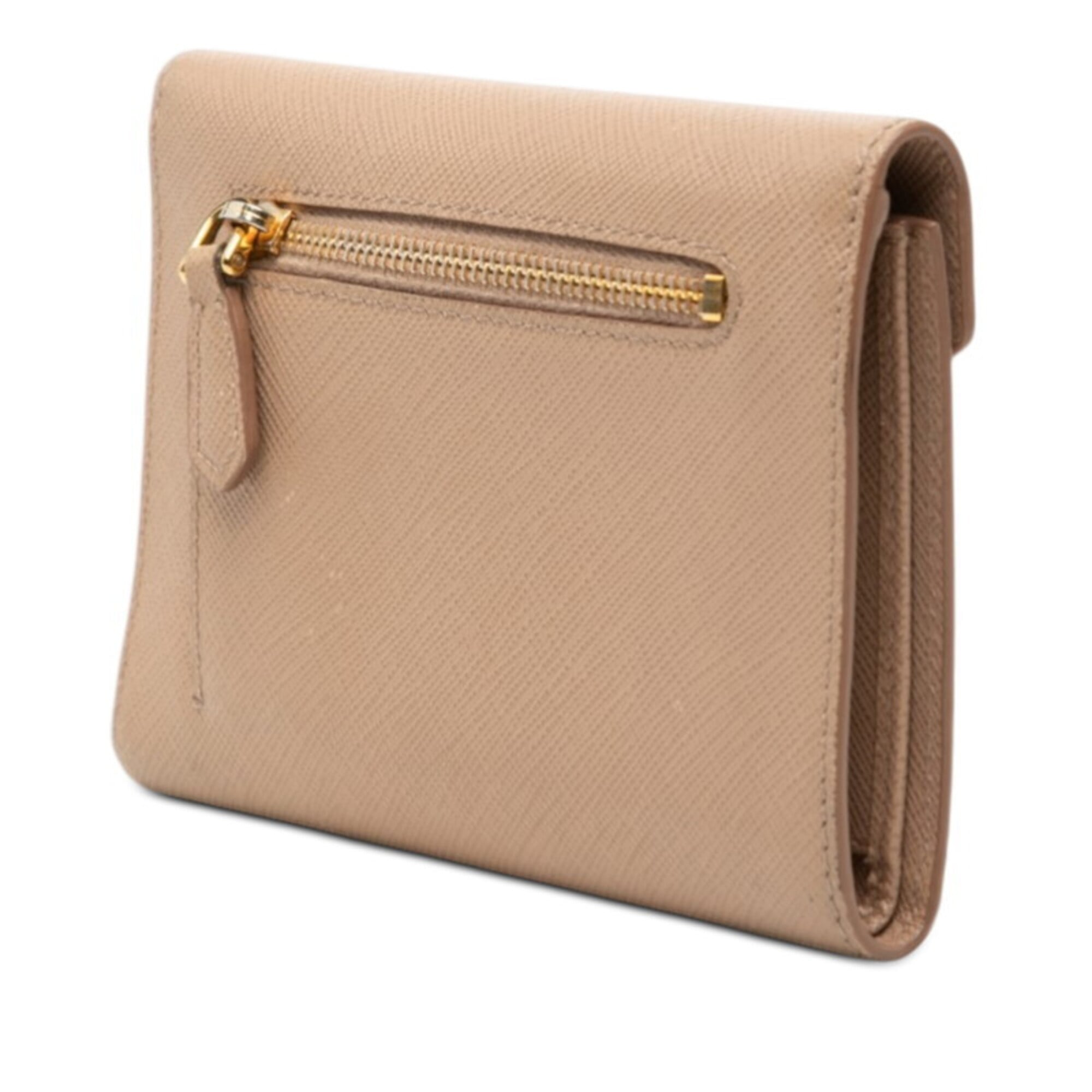 Prada Beige Leather Wallet (Tri-Fold) (Pre-Owned)