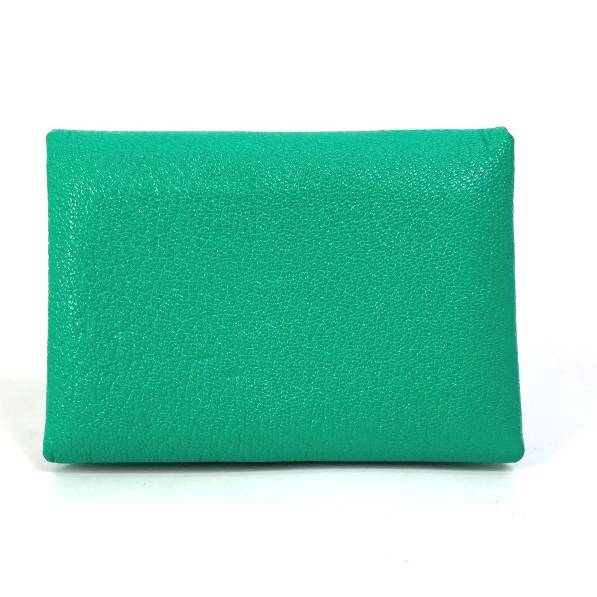 Hermes Bicolor Green Mint Green Pink Chevre Leather Coin Purse/Coin Case (Pre-Owned)