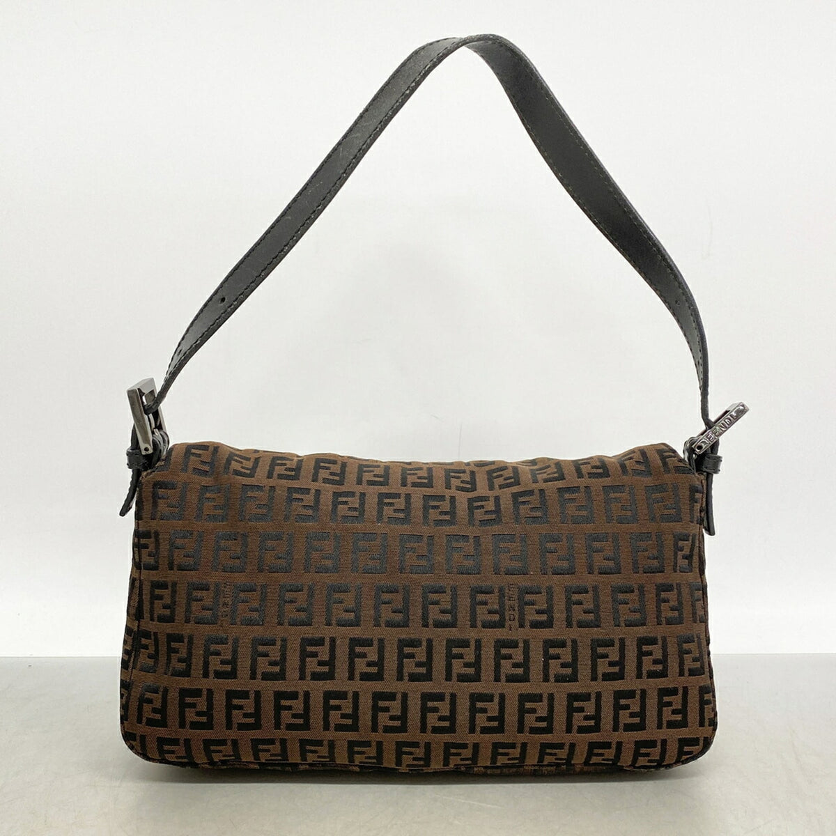 Fendi Black Brown Nylon Canvas Handbag (Pre-Owned)