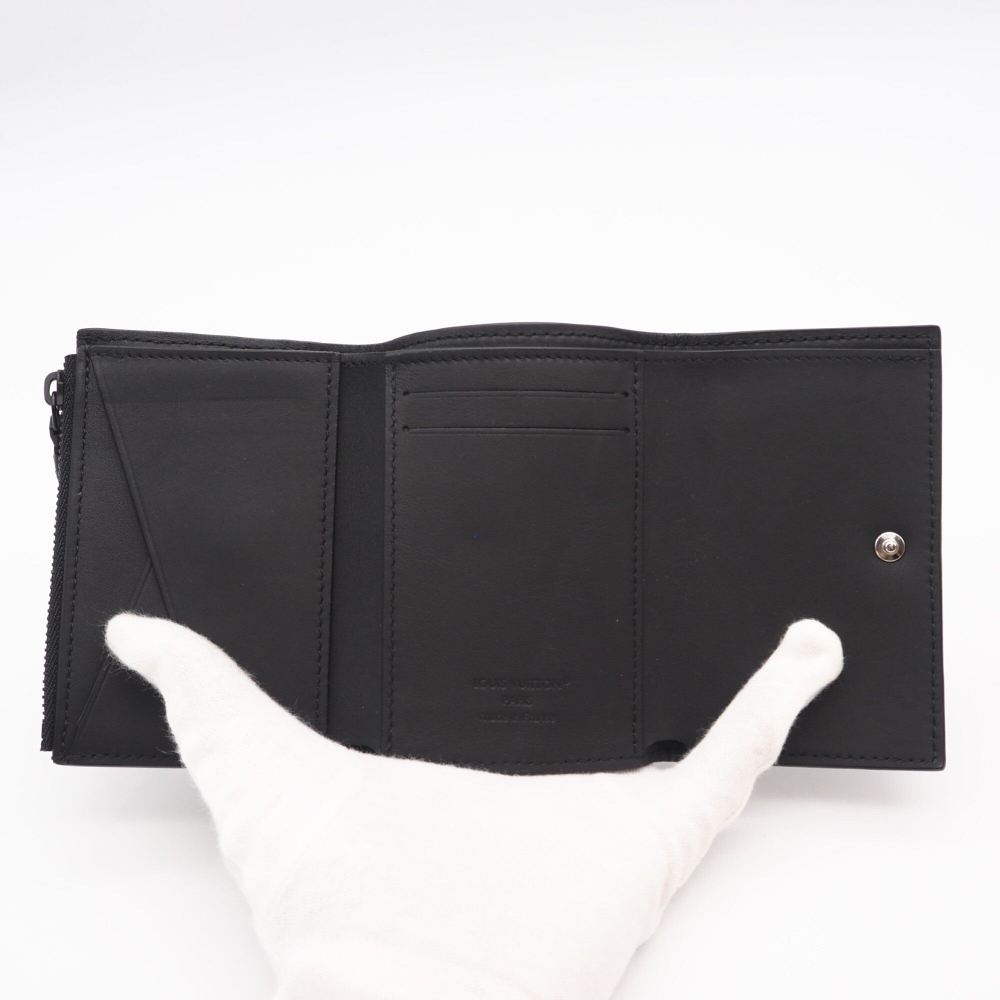 Louis Vuitton Monogram Shadow Black Leather Wallet (Tri-Fold) (Pre-Owned)