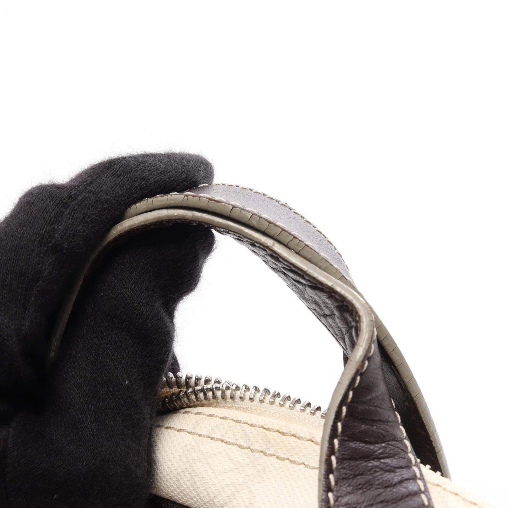 Loewe Brown White Coated Canvas Leather Handbag (Pre-Owned)