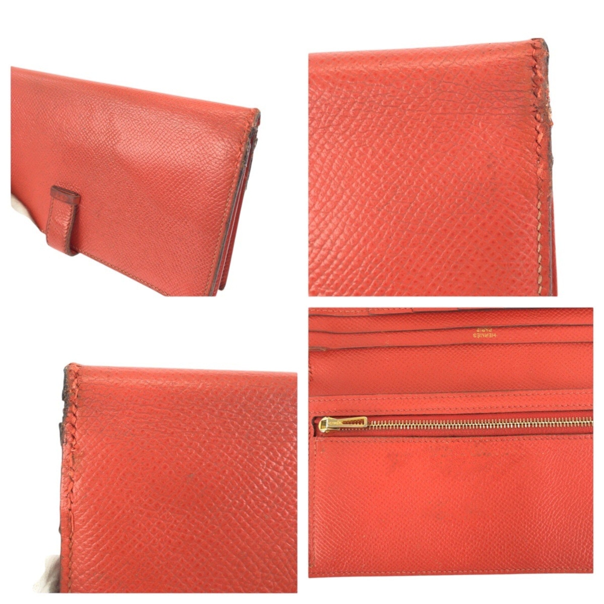 Hermes Orange Epsom Leather Long Wallet (Bi-Fold) (Pre-Owned)