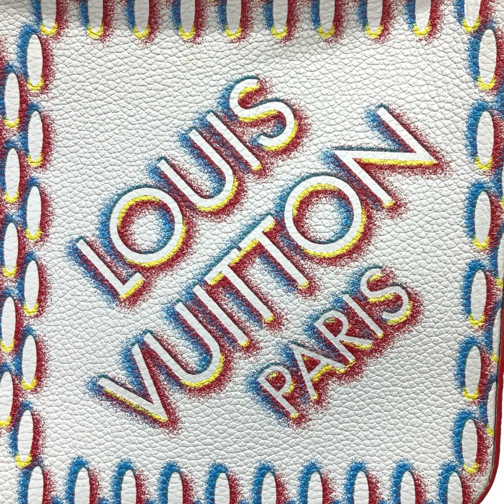 Louis Vuitton White Yellow Damier Canvas Pouch Shoulder Bag (Pre-Owned)