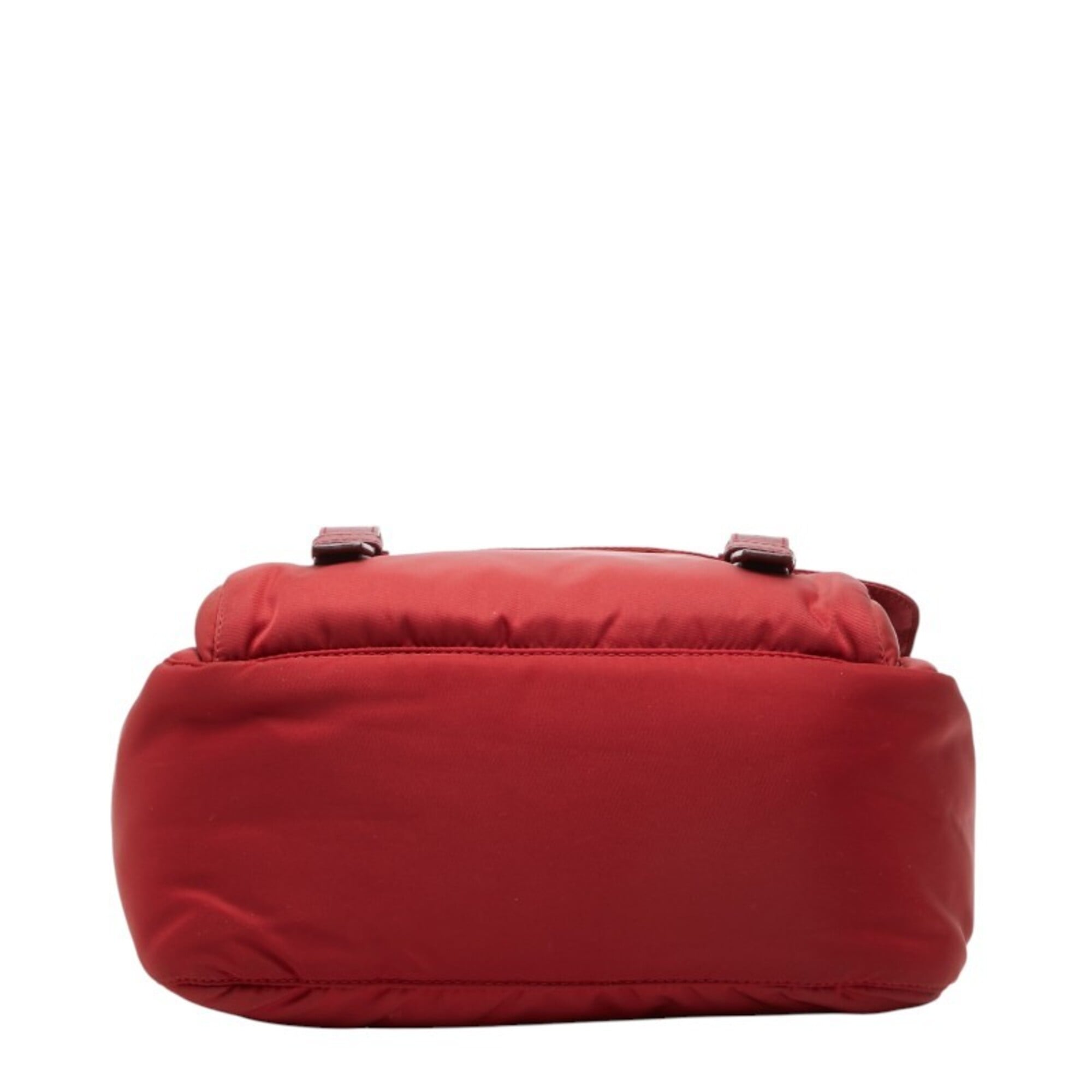 Prada Red Color Nylon Leather Shoulder Bag (Pre-Owned)