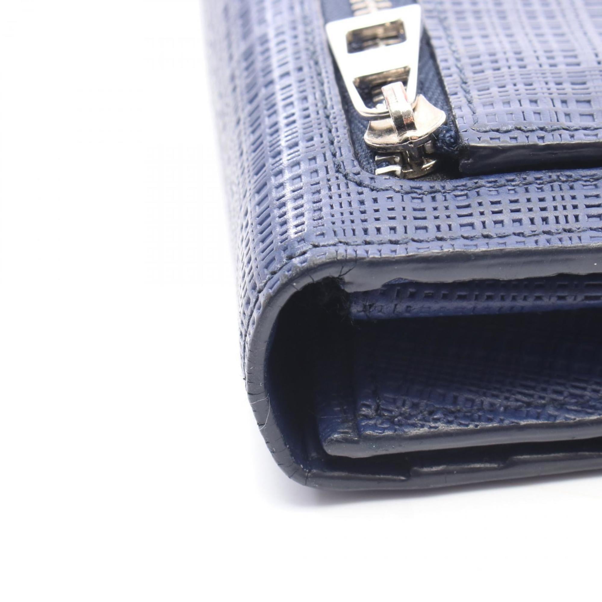 Loewe Navy Leather Long Wallet (Bi-Fold) (Pre-Owned)
