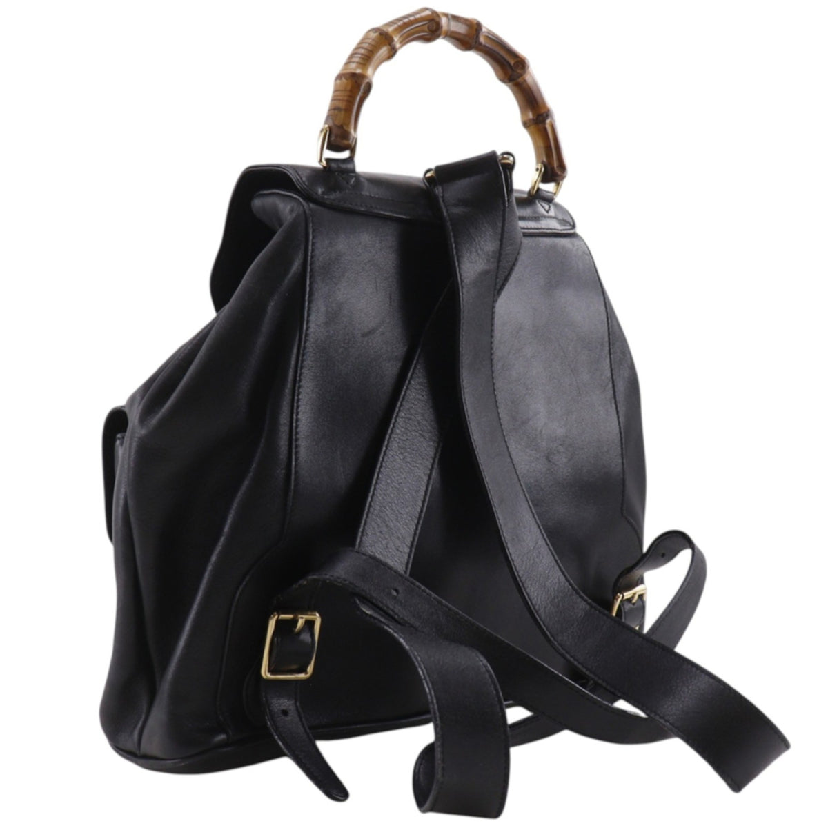 Gucci Bamboo Black Leather Backpack (Pre-Owned)