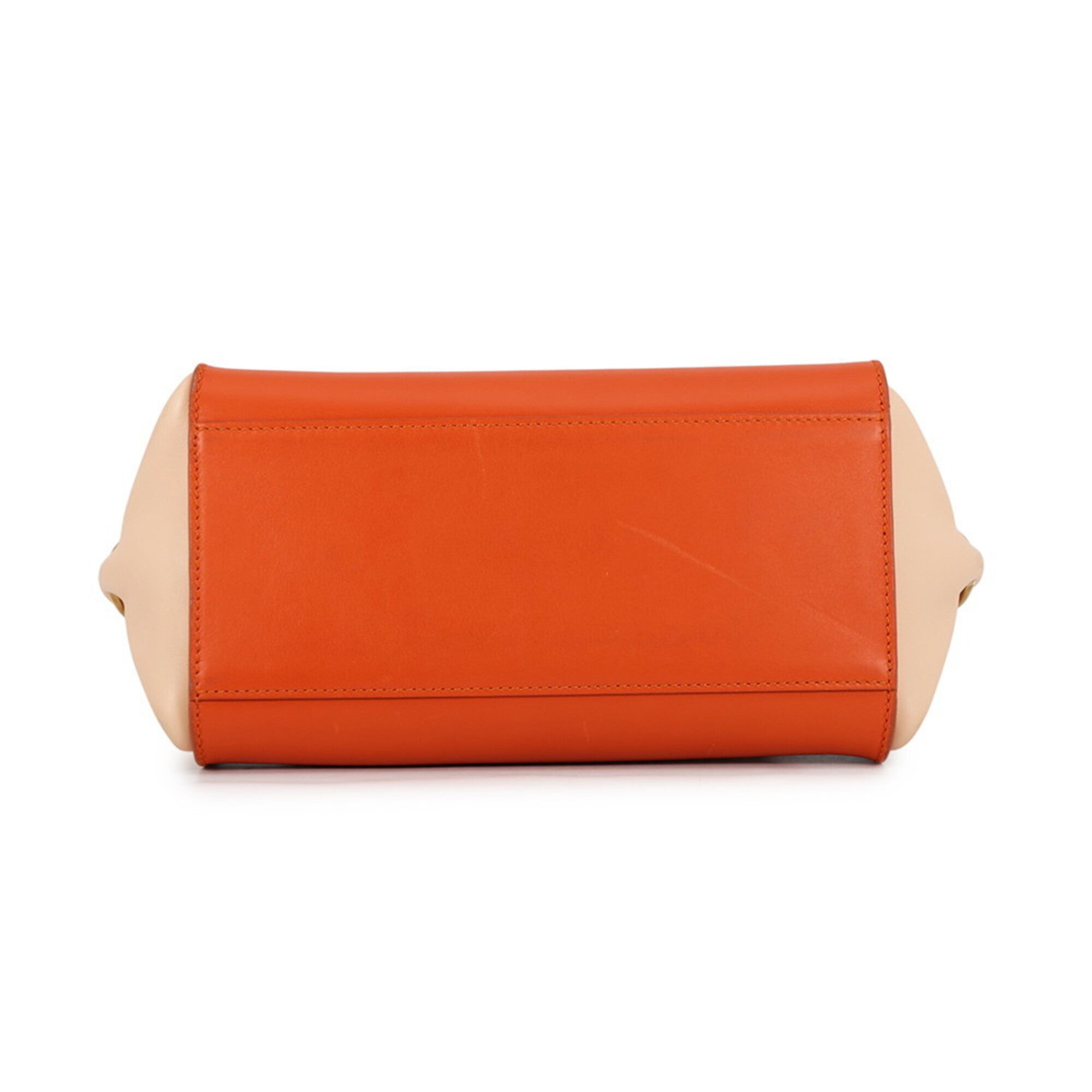 Salvatore Ferragamo Gancini Light Pink Orange White Leather Handbag (Pre-Owned)