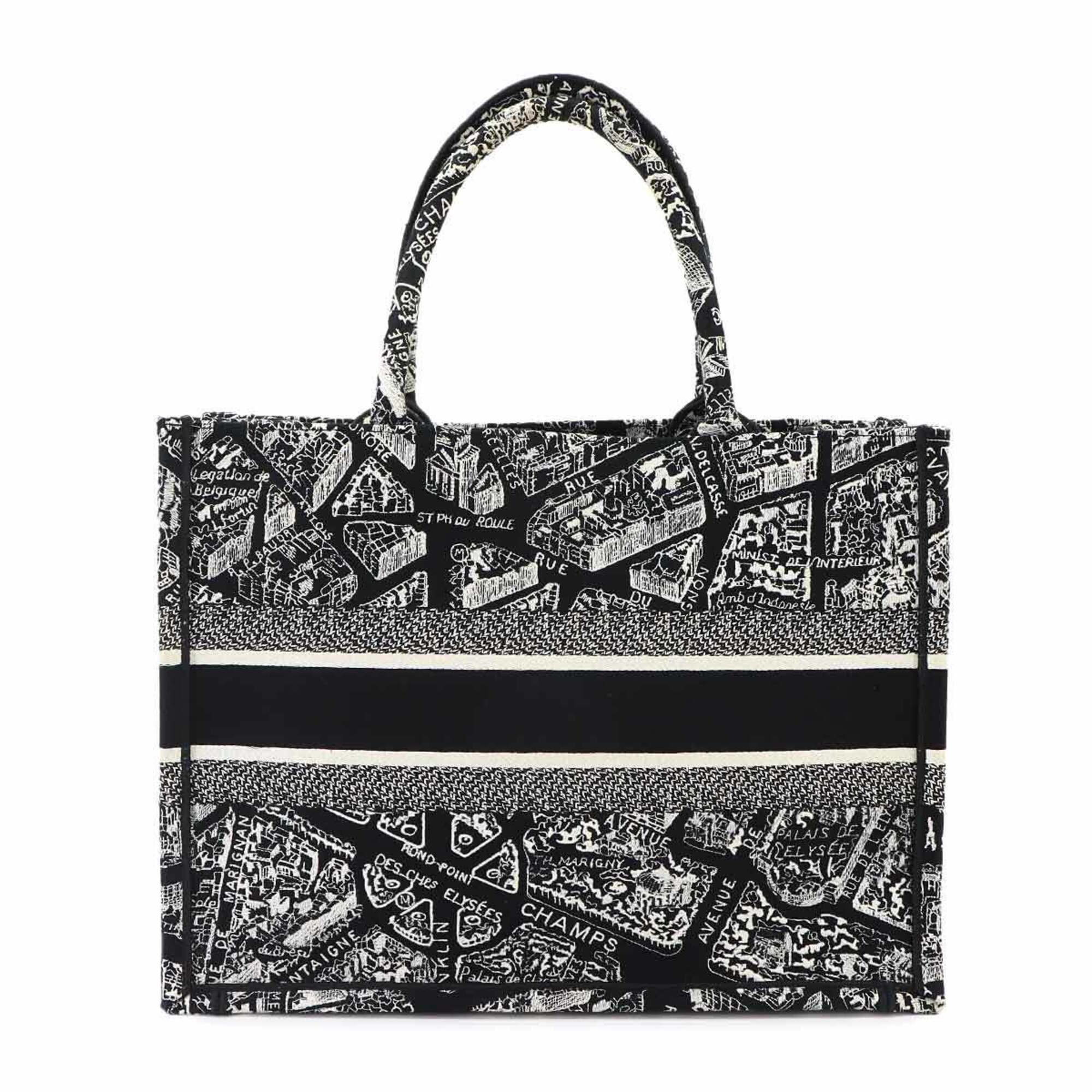 Christian Dior Black White Canvas Handbag Tote Bag (Pre-Owned)