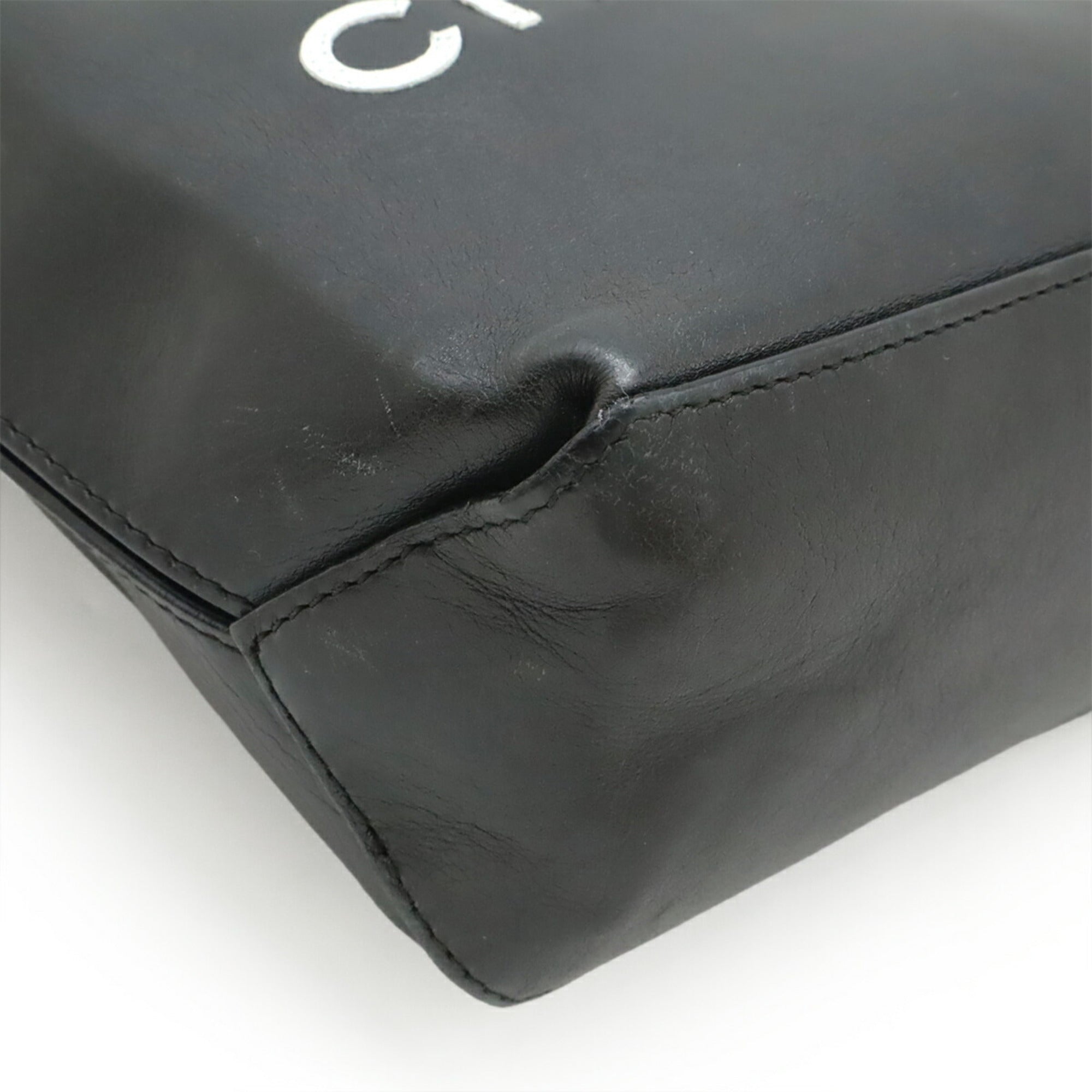 Chanel Black White Leather Handbag Tote Bag (Pre-Owned)
