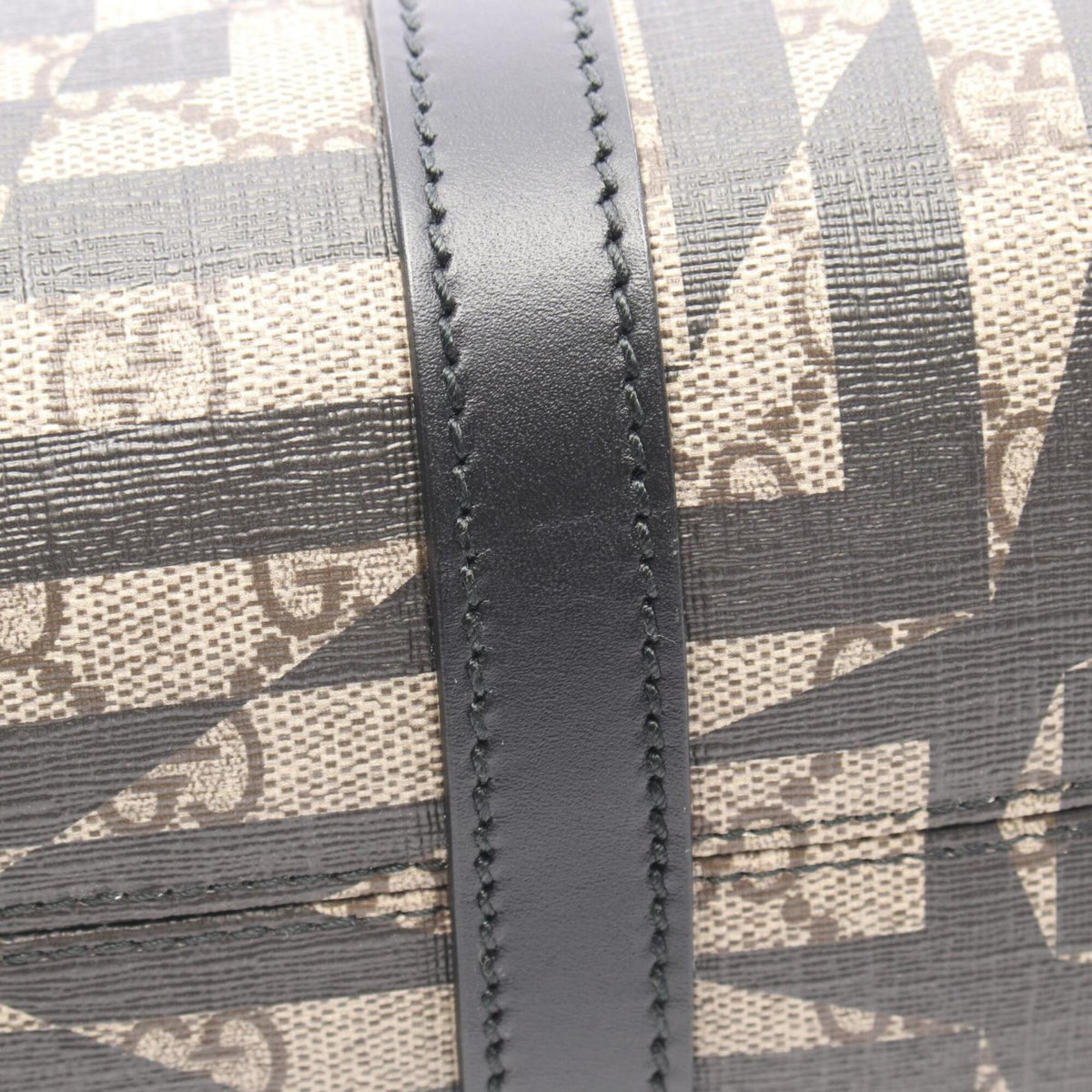 Gucci Beige Black Brown Coated Canvas Leather Handbag Tote Bag (Pre-Owned)