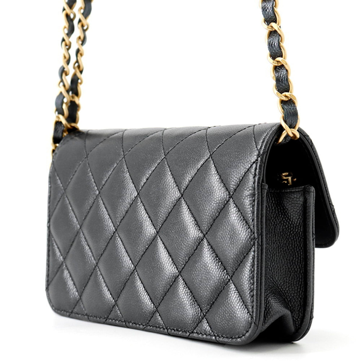 Chanel Gunmetal Grained Calfskin Handbag Shoulder Bag (Pre-Owned)