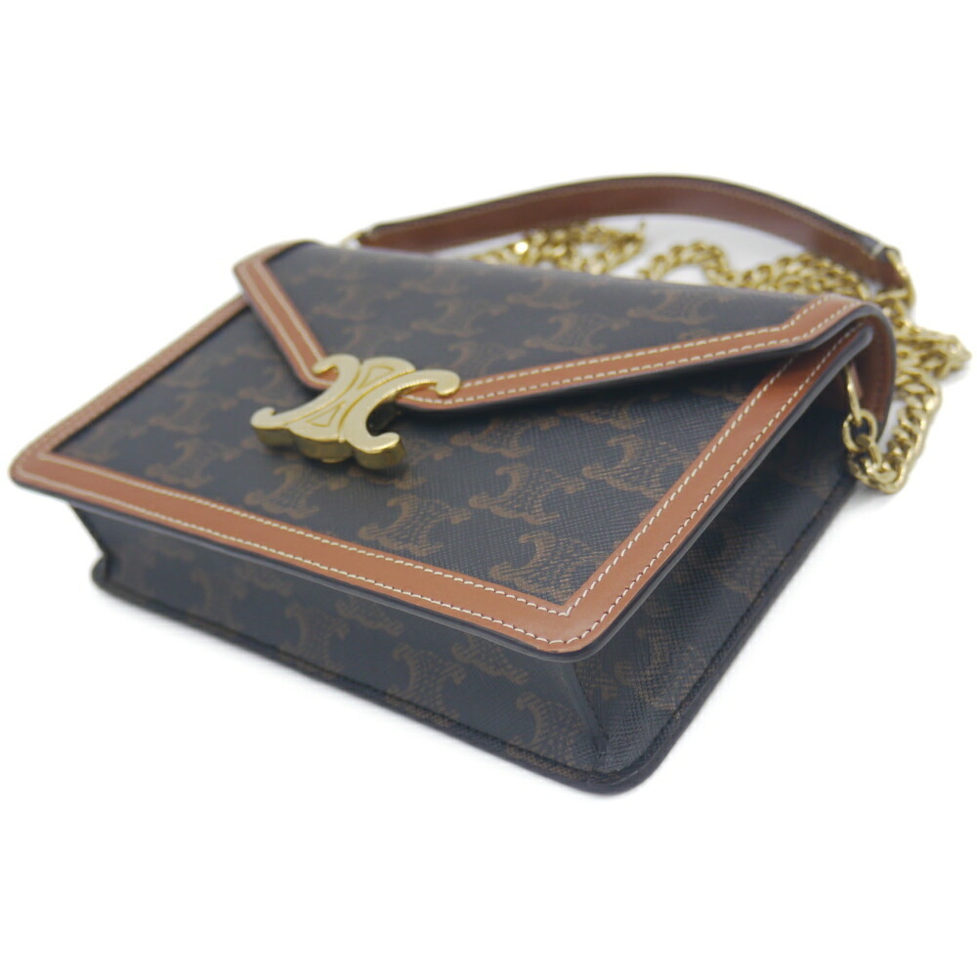 Celine Brown Canvas Leather Shoulder Bag (Pre-Owned)
