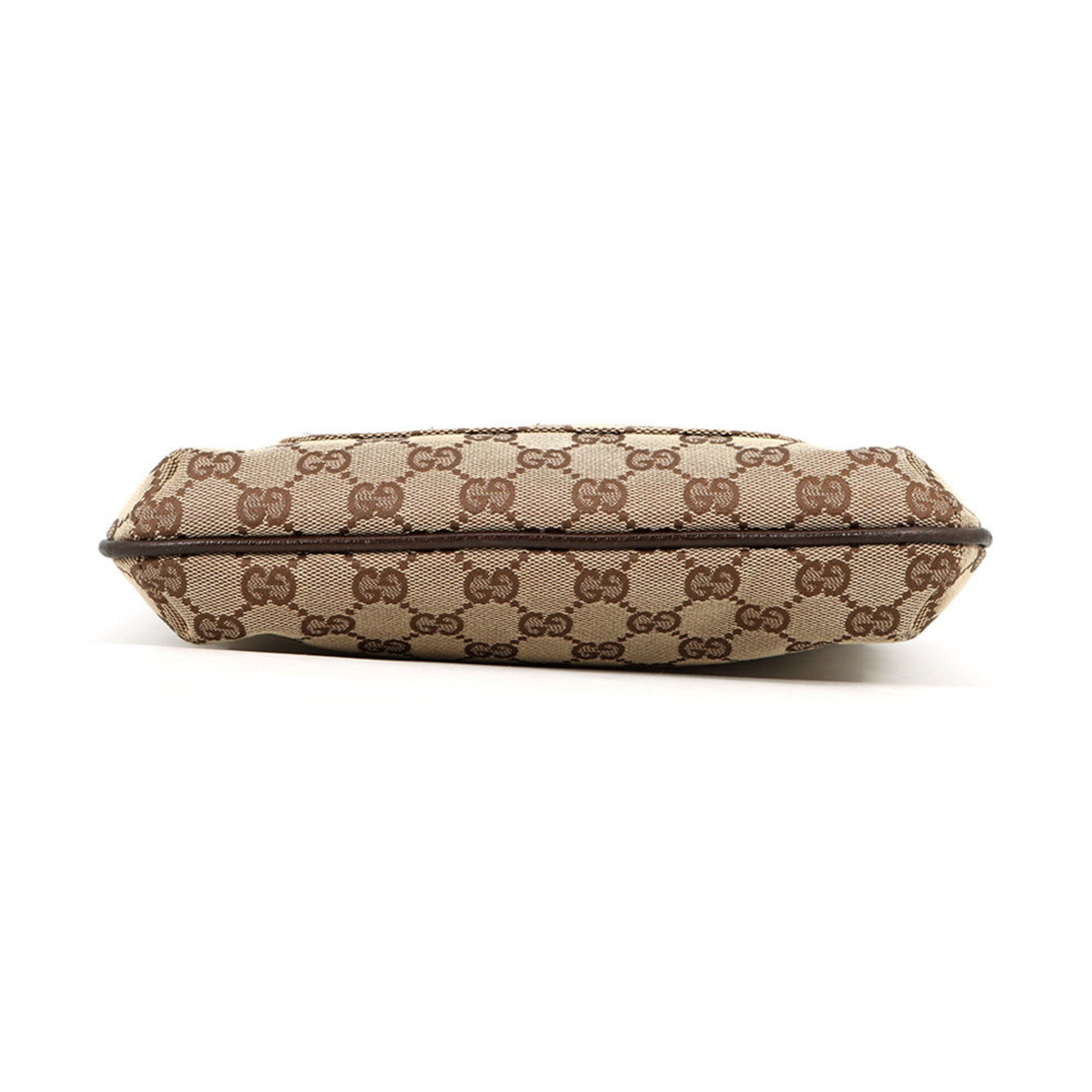 Gucci Beige Brown Gg Canvas Leather Shoulder Bag (Pre-Owned)
