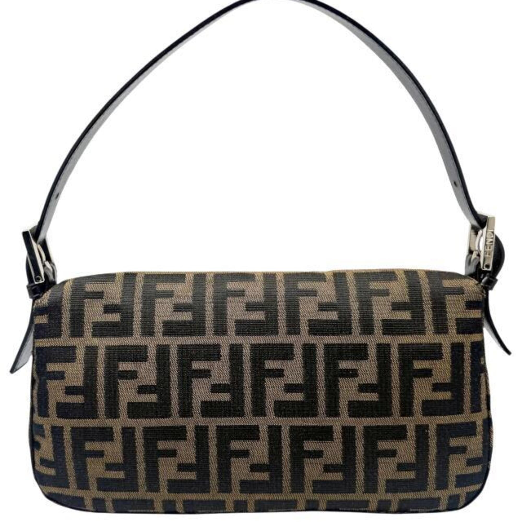 Fendi Brown Canvas Leather Handbag Pouch (Pre-Owned)