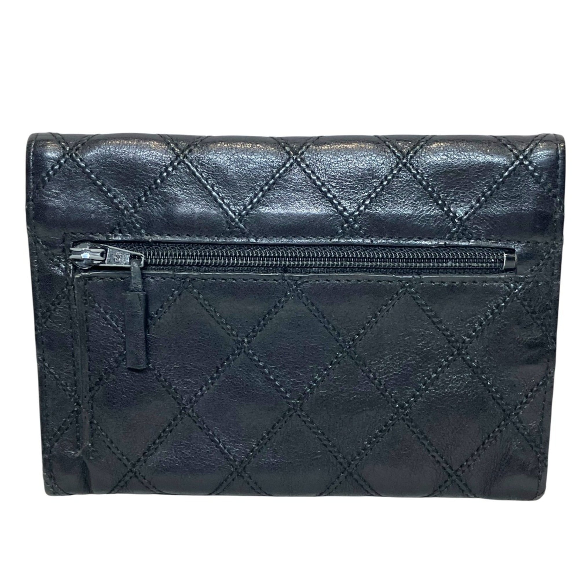Chanel Bicolor Black Leather Bill Wallet (Bi-Fold) (Pre-Owned)